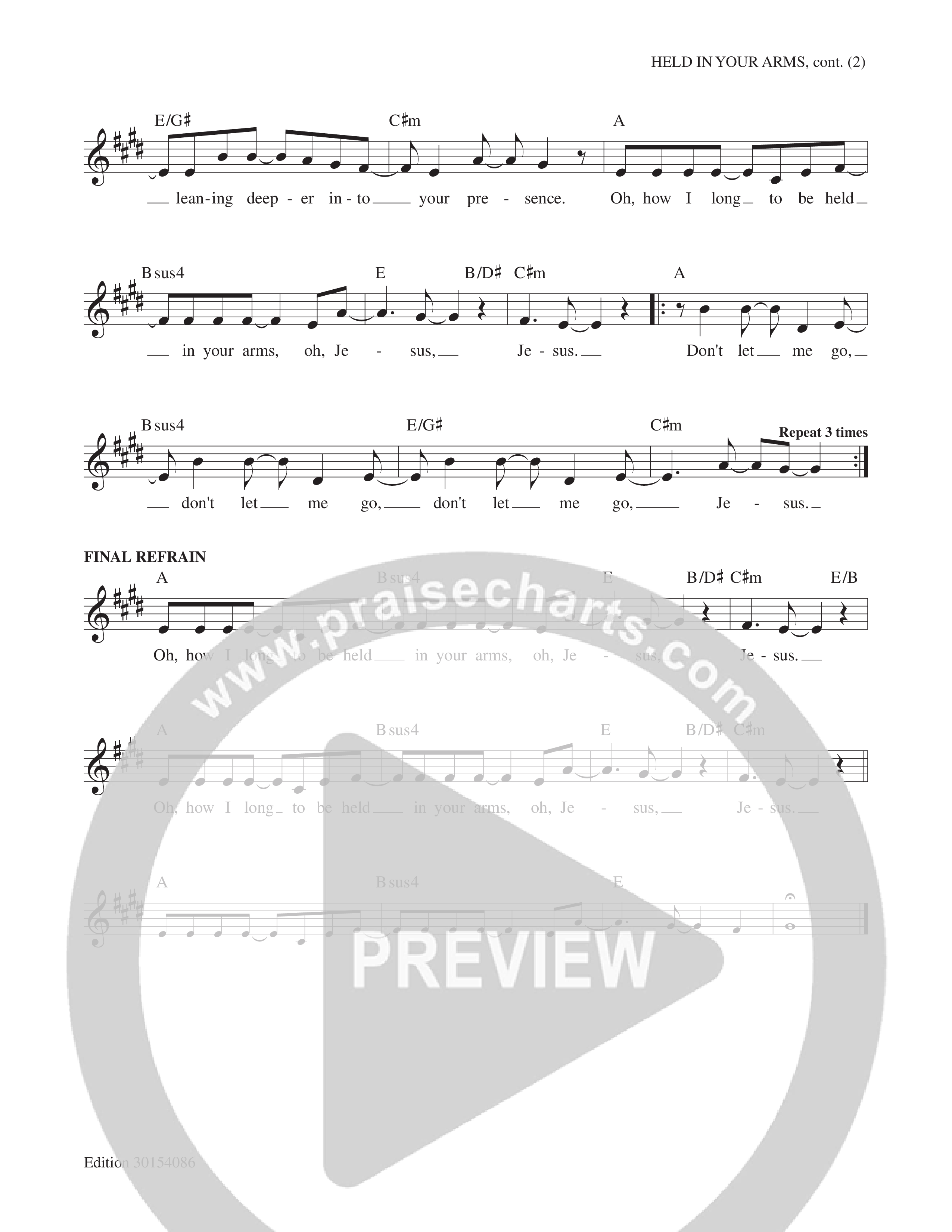 Held In Your Arms Lead Sheet Melody (Echo Harbor Worship / Thomas Muglia / Francesca LaRosa)