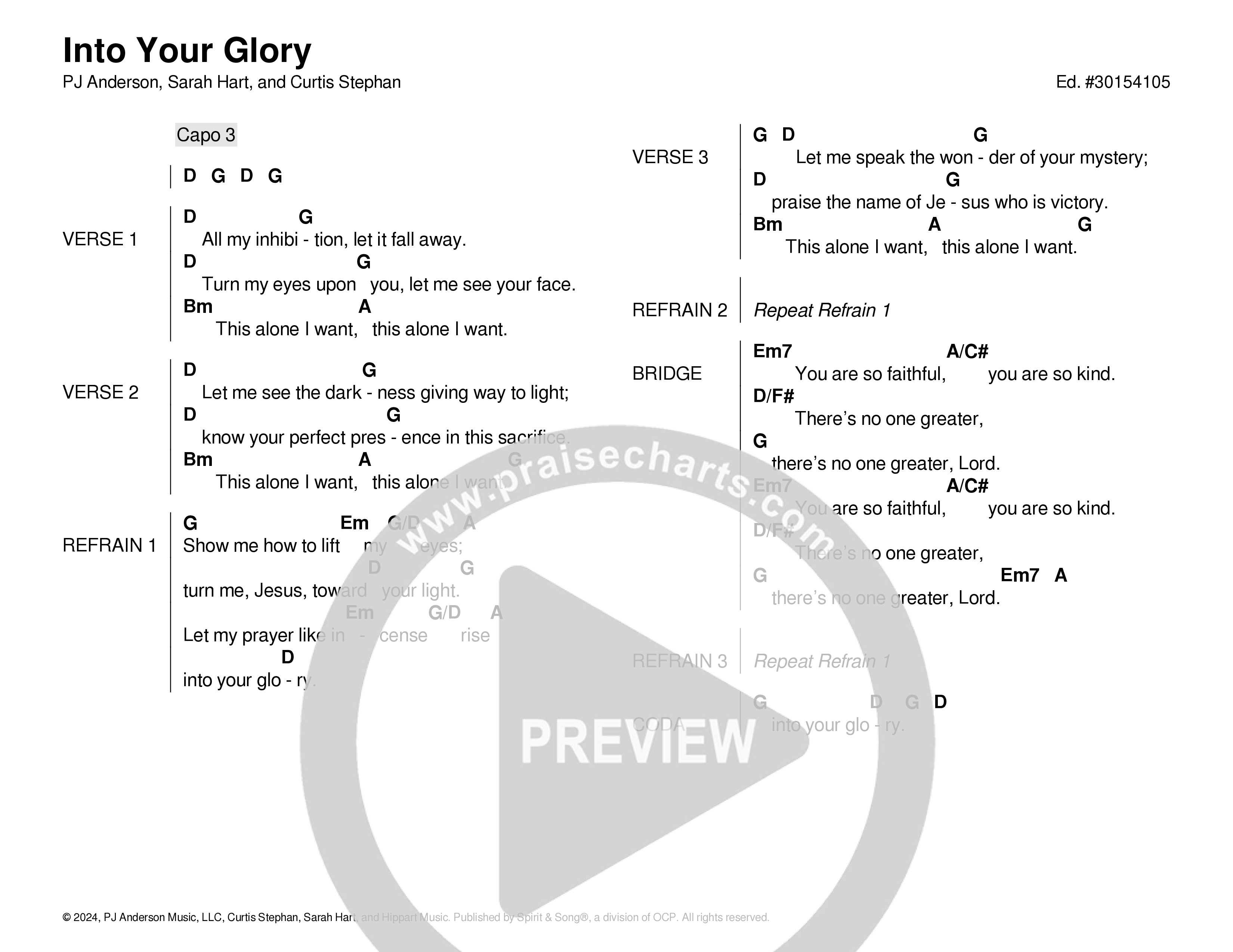 Into Your Glory Chord Chart (Echo Harbor Worship / PJ Anderson)