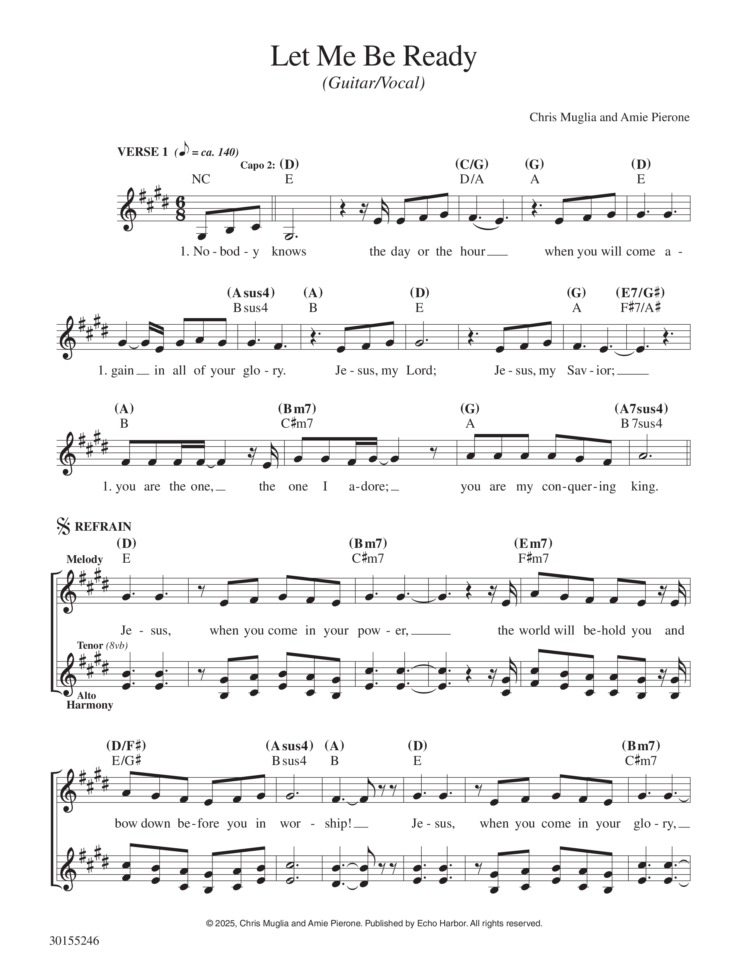 Let Me Be Ready Lead Sheet Melody (Echo Harbor Worship / Amie Pierone)