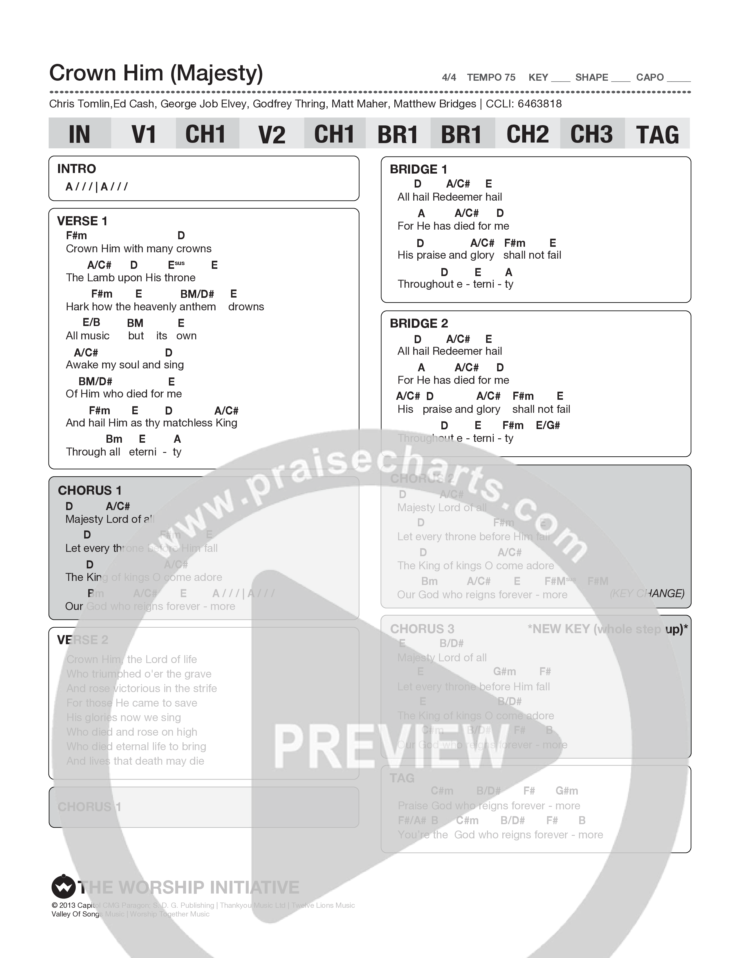 Crown Him (Majesty) Chords & Lyrics (The Worship Initiative)