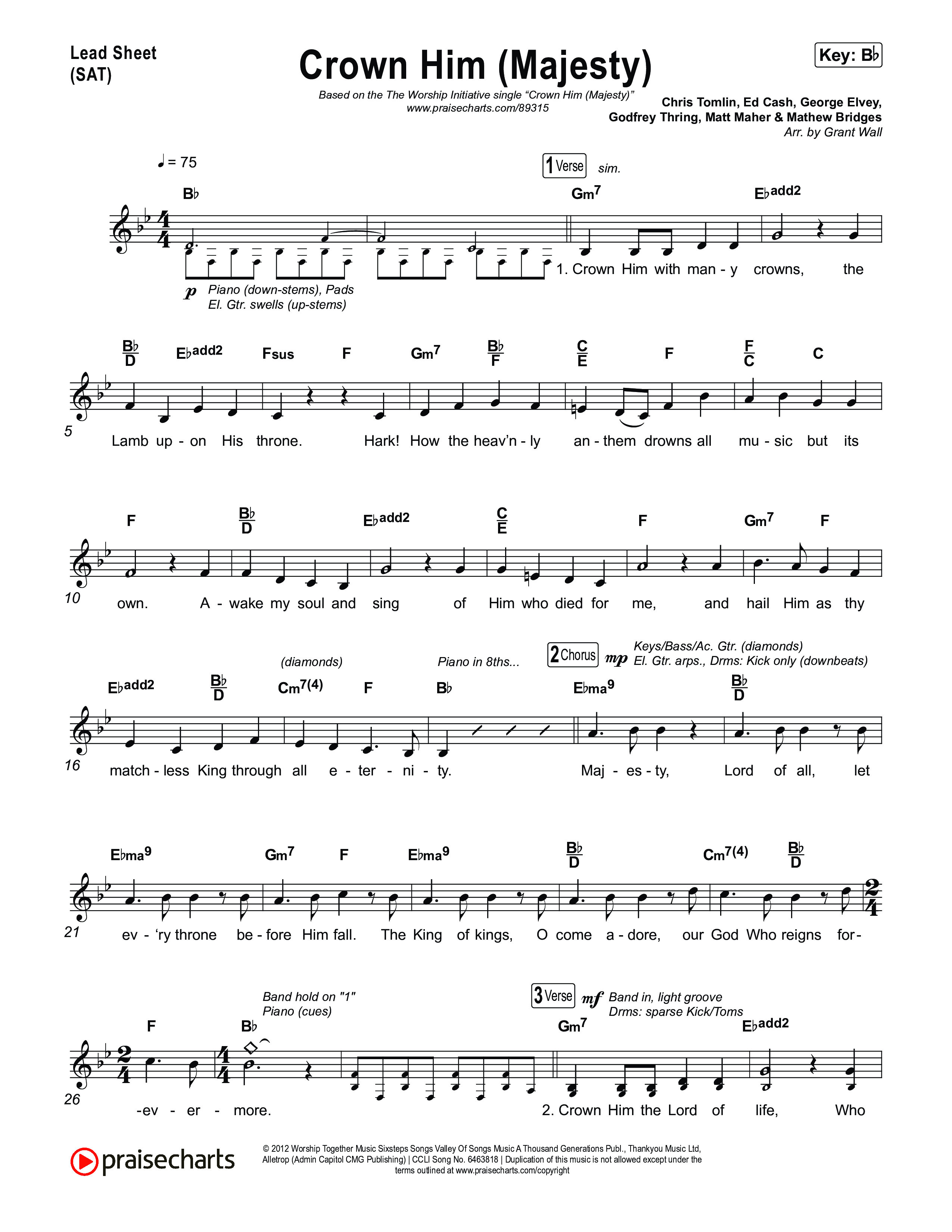 Crown Him (Majesty) Lead Sheet (SAT) (The Worship Initiative)