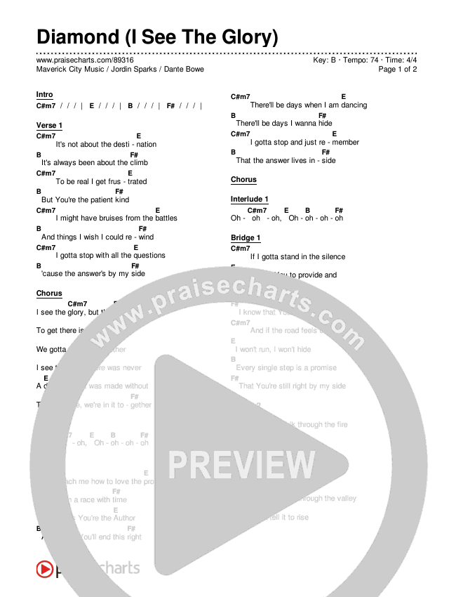 Diamond (I See The Glory) Chords & Lyrics (Maverick City Music / Jordin Sparks / Dante Bowe)