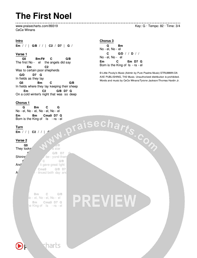 The First Noel Chords & Lyrics (CeCe Winans)