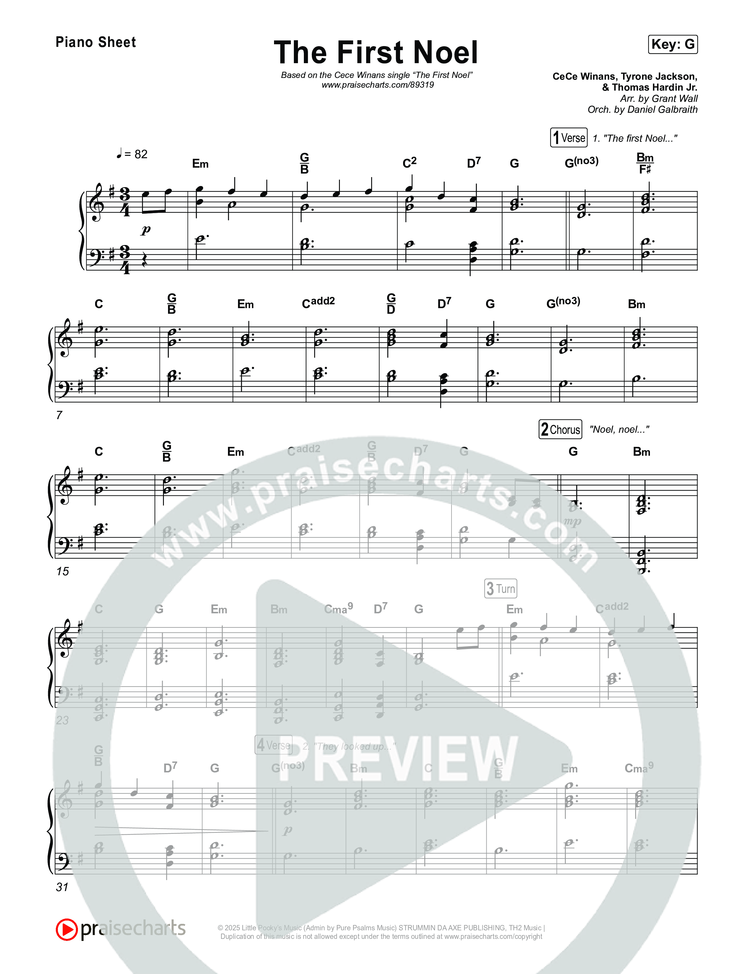 The First Noel Piano Sheet (CeCe Winans)
