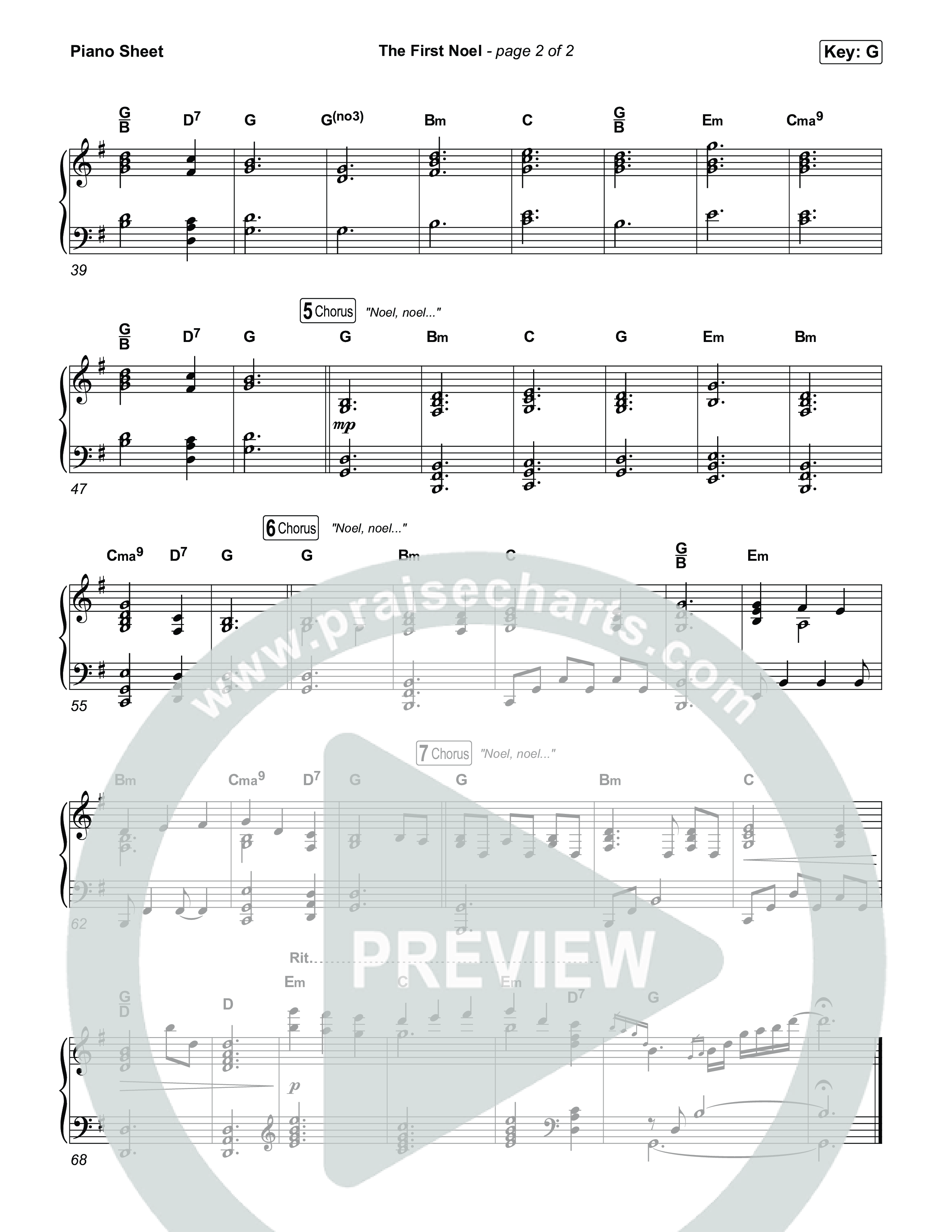 The First Noel Piano Sheet (CeCe Winans)