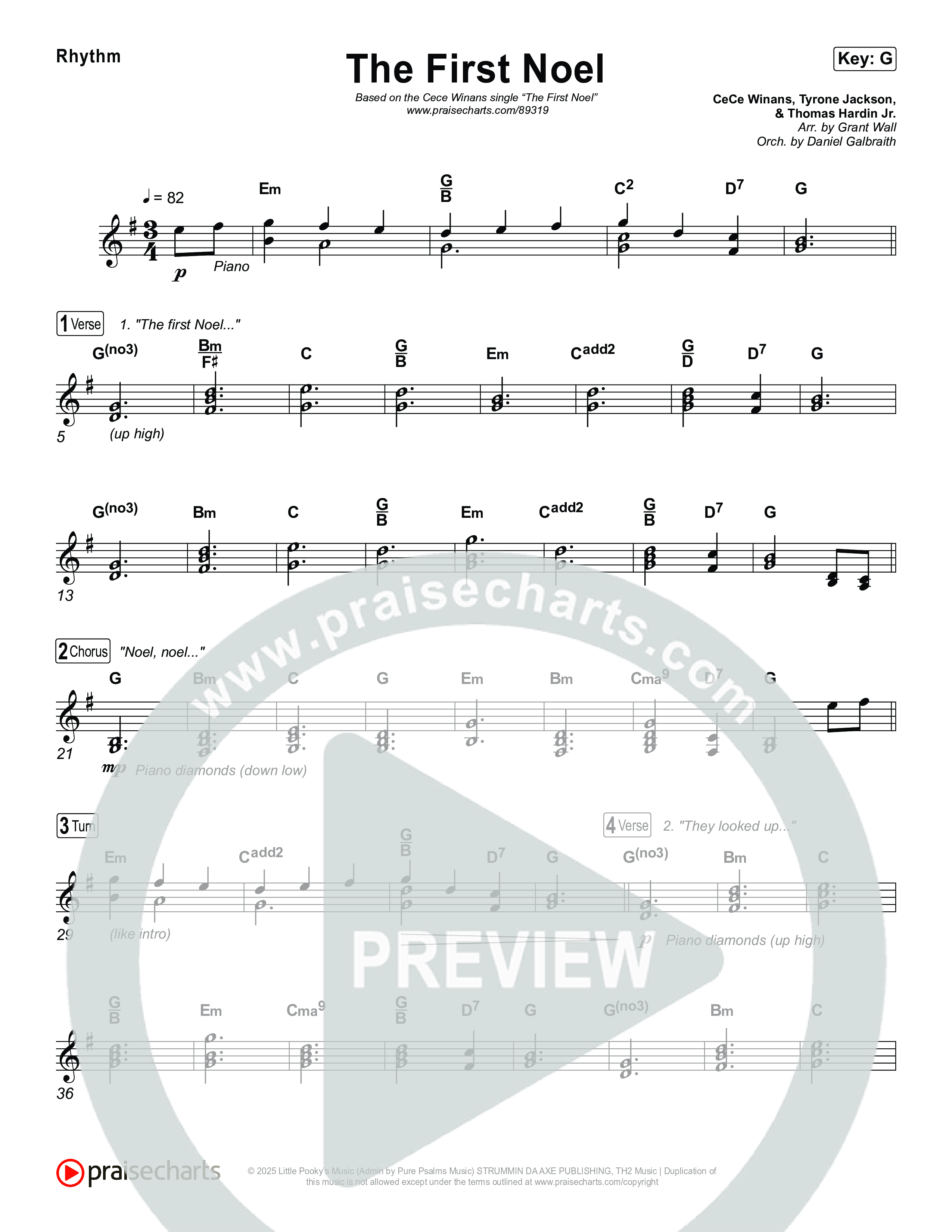 The First Noel Rhythm Chart (CeCe Winans)