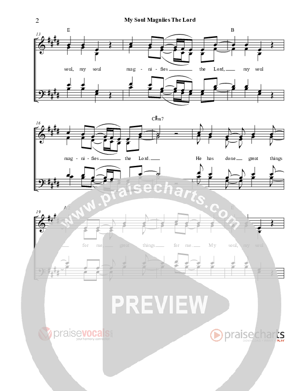 My Soul Magnifies The Lord Lead Sheet (SAT) (PraiseVocals)