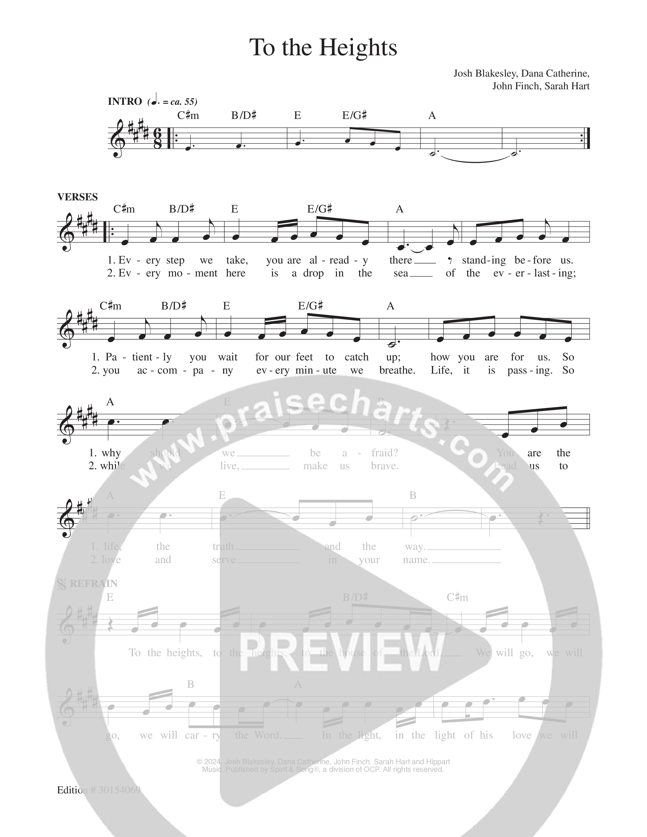 To The Heights Lead Sheet Melody (Echo Harbor Worship / Josh Blakesley)
