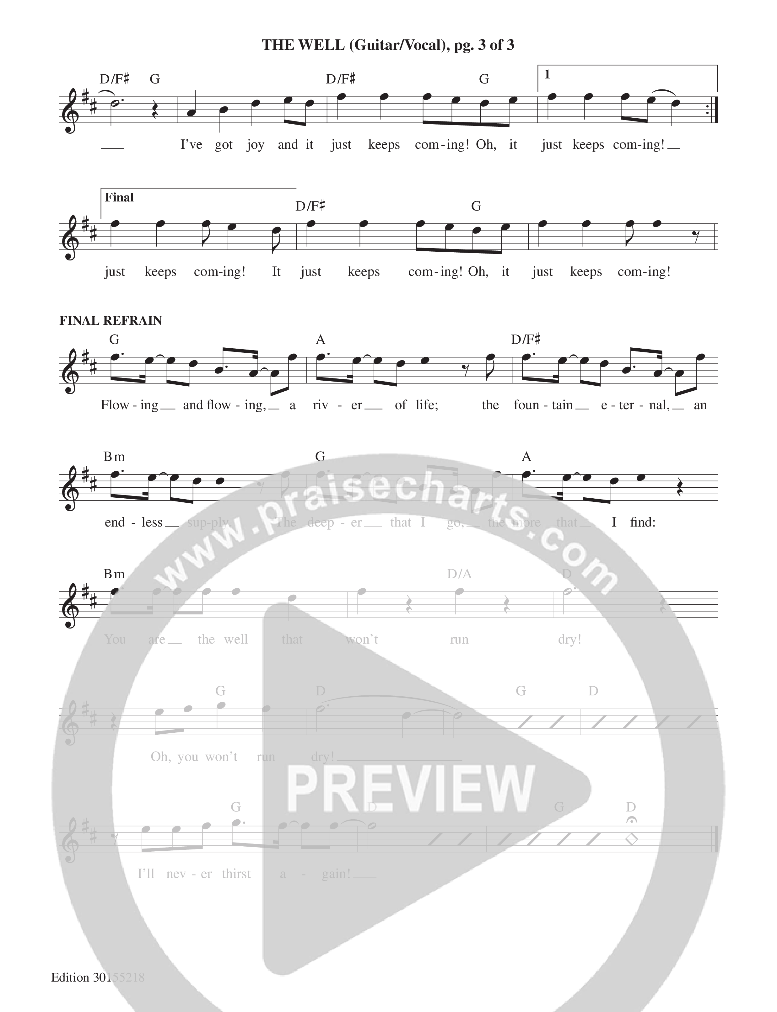 The Well Lead Sheet Melody (Echo Harbor Worship / Josh Blakesley)