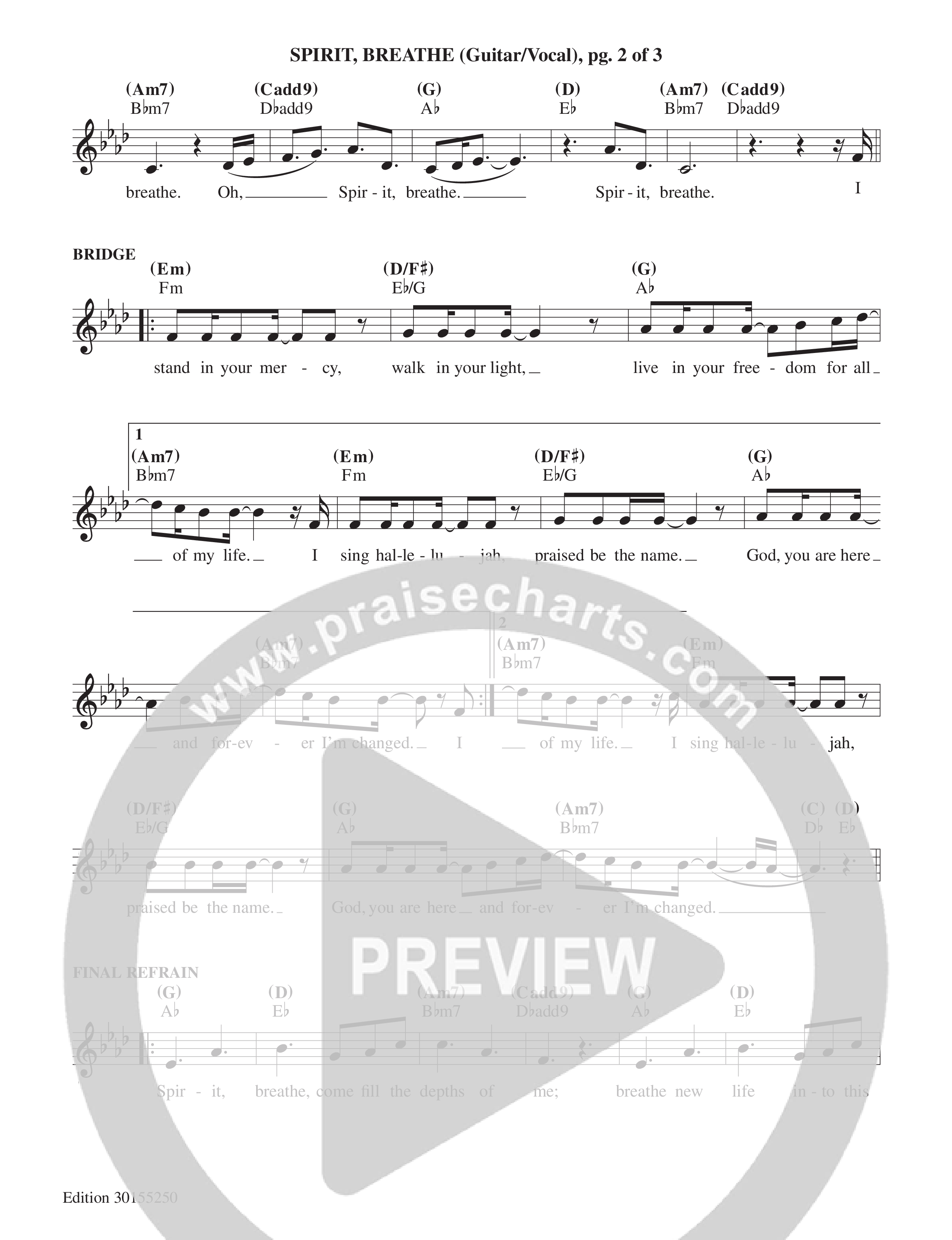 Spirit Breathe Lead Sheet Melody (Echo Harbor Worship / Sarah Kroger)