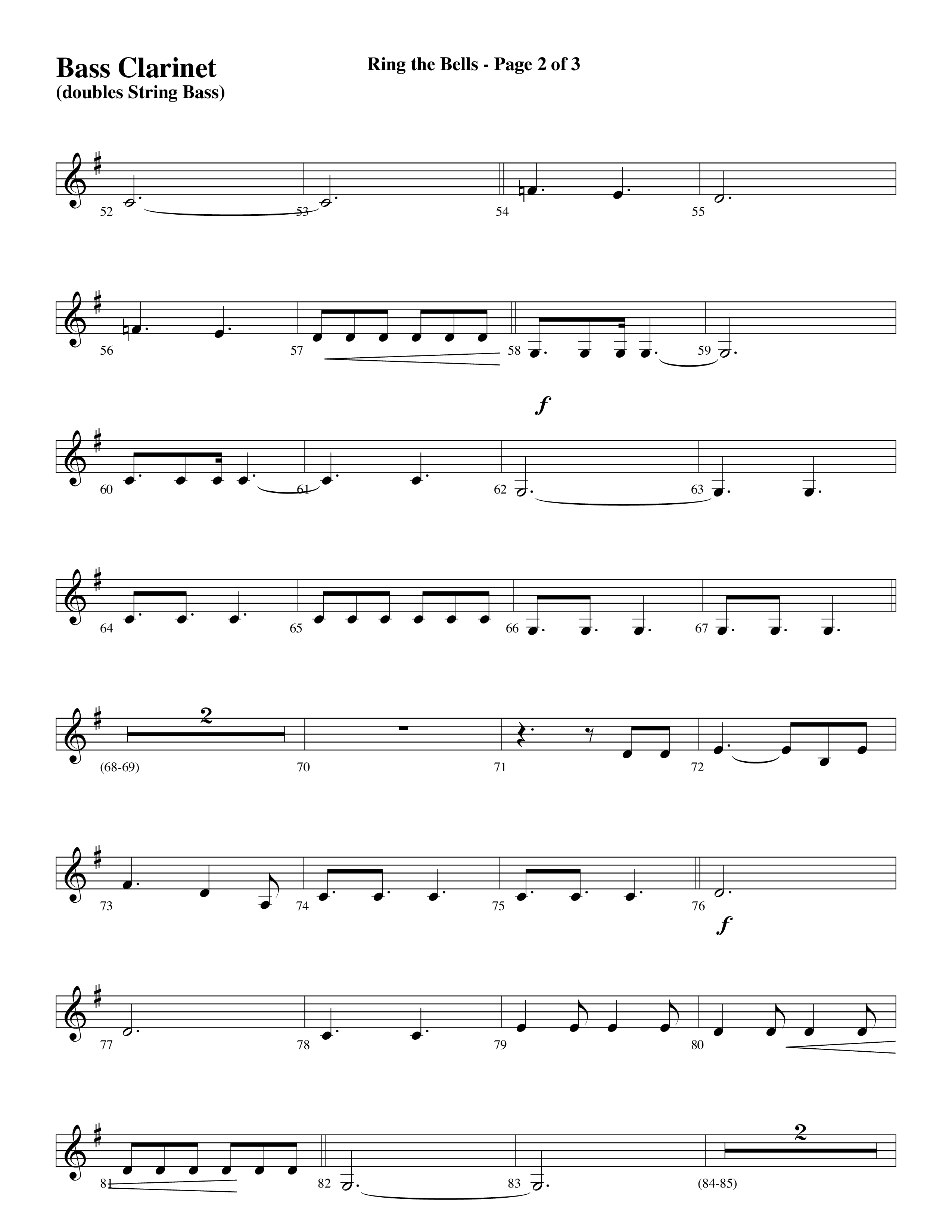 Ring The Bells (Choral Anthem) Bass Clarinet (Word Music Choral / Arr. Gary Rhodes / Orch. Tim Cates)