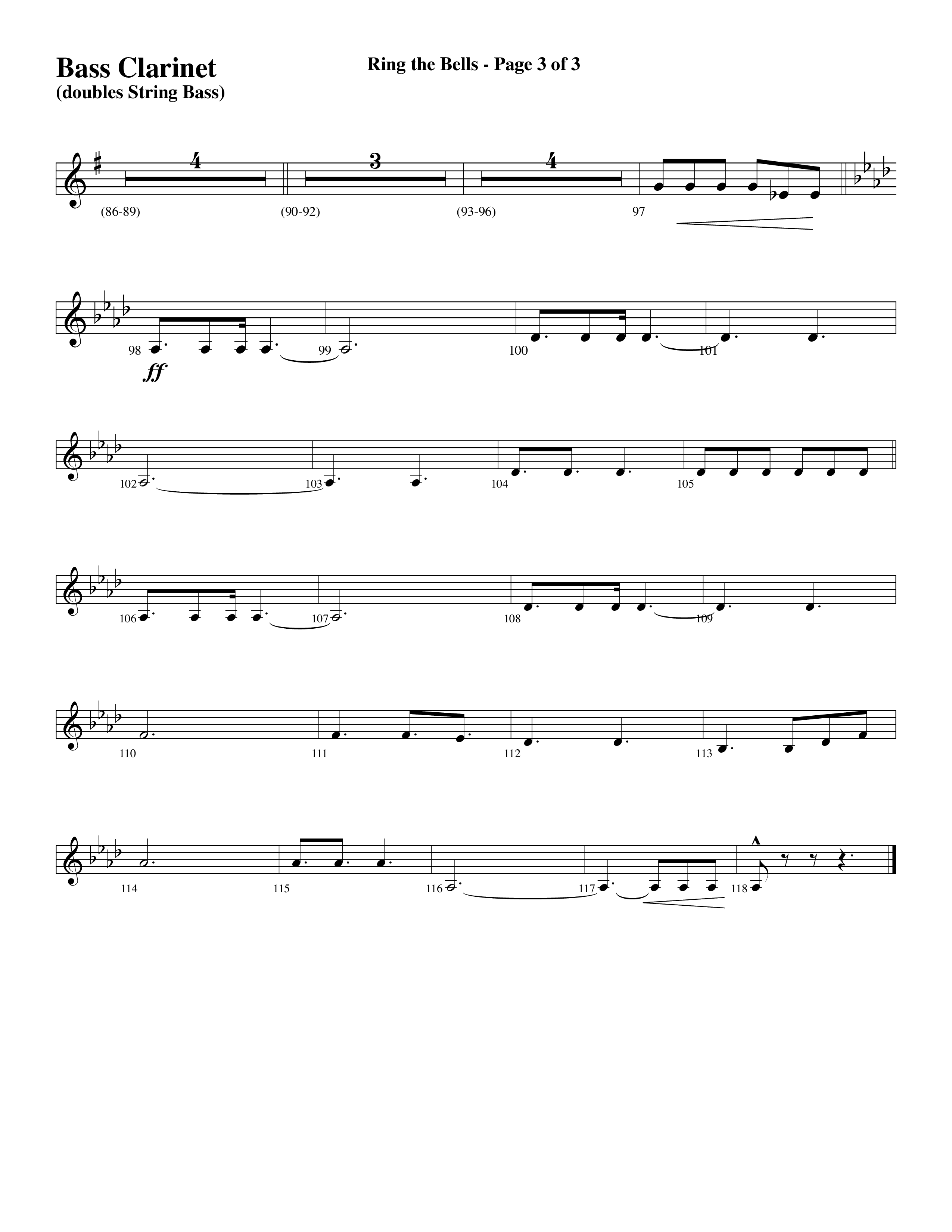 Ring The Bells (Choral Anthem) Bass Clarinet (Word Music Choral / Arr. Gary Rhodes / Orch. Tim Cates)