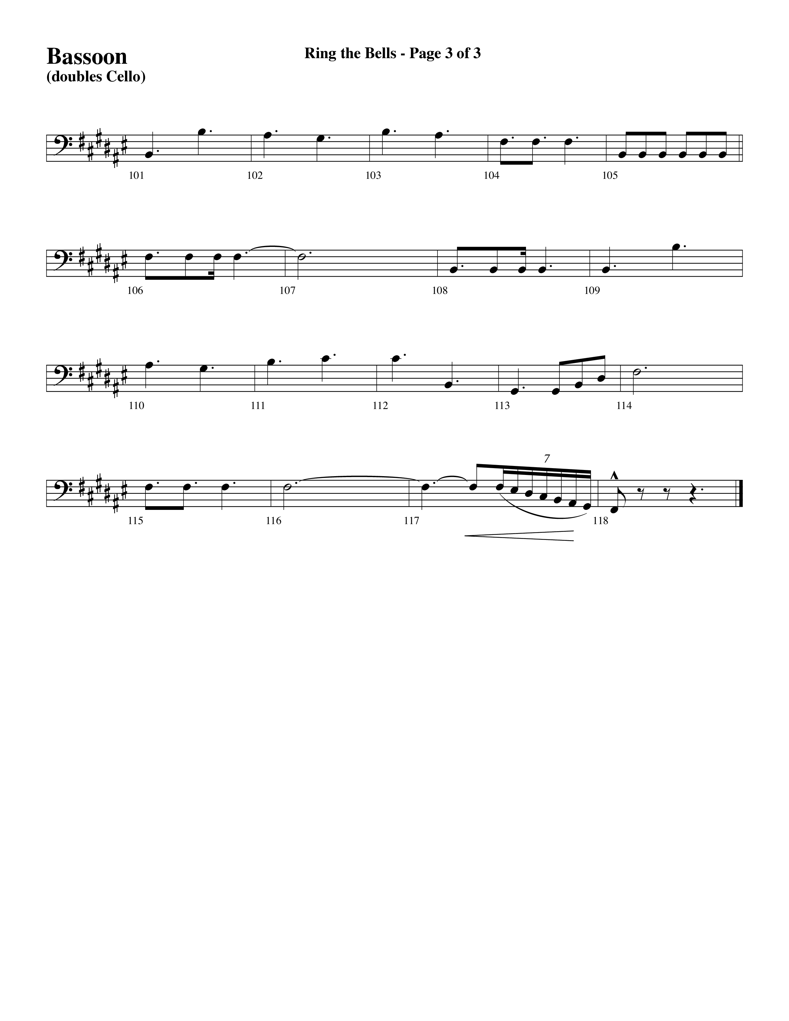 Ring The Bells (Choral Anthem) Bassoon (Word Music Choral / Arr. Gary Rhodes / Orch. Tim Cates)