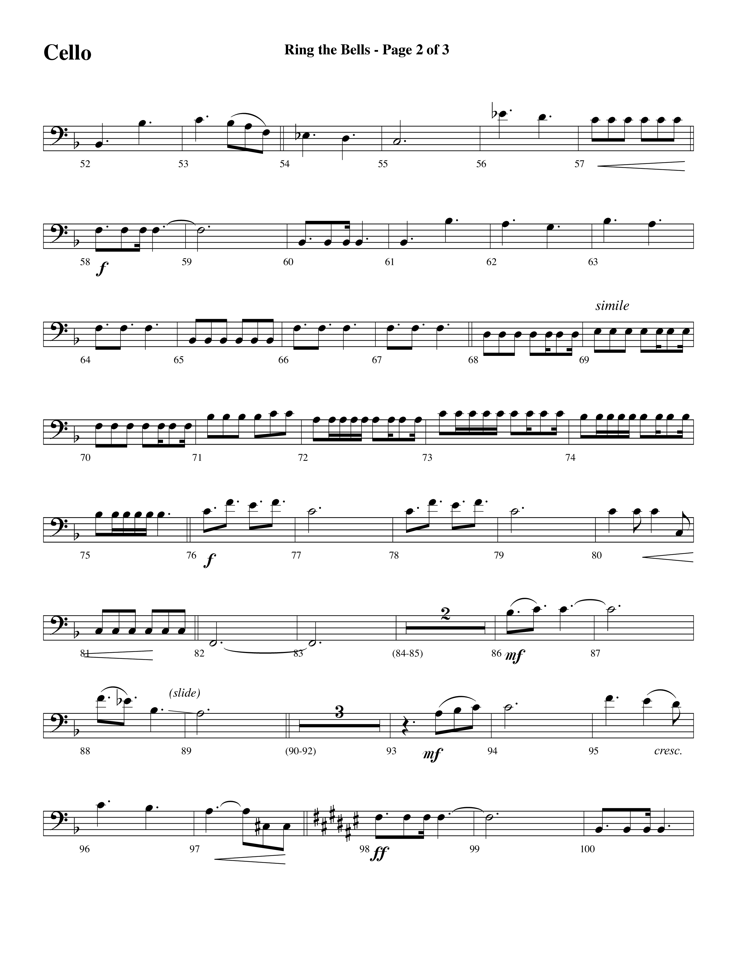 Ring The Bells (Choral Anthem) Cello (Word Music Choral / Arr. Gary Rhodes / Orch. Tim Cates)