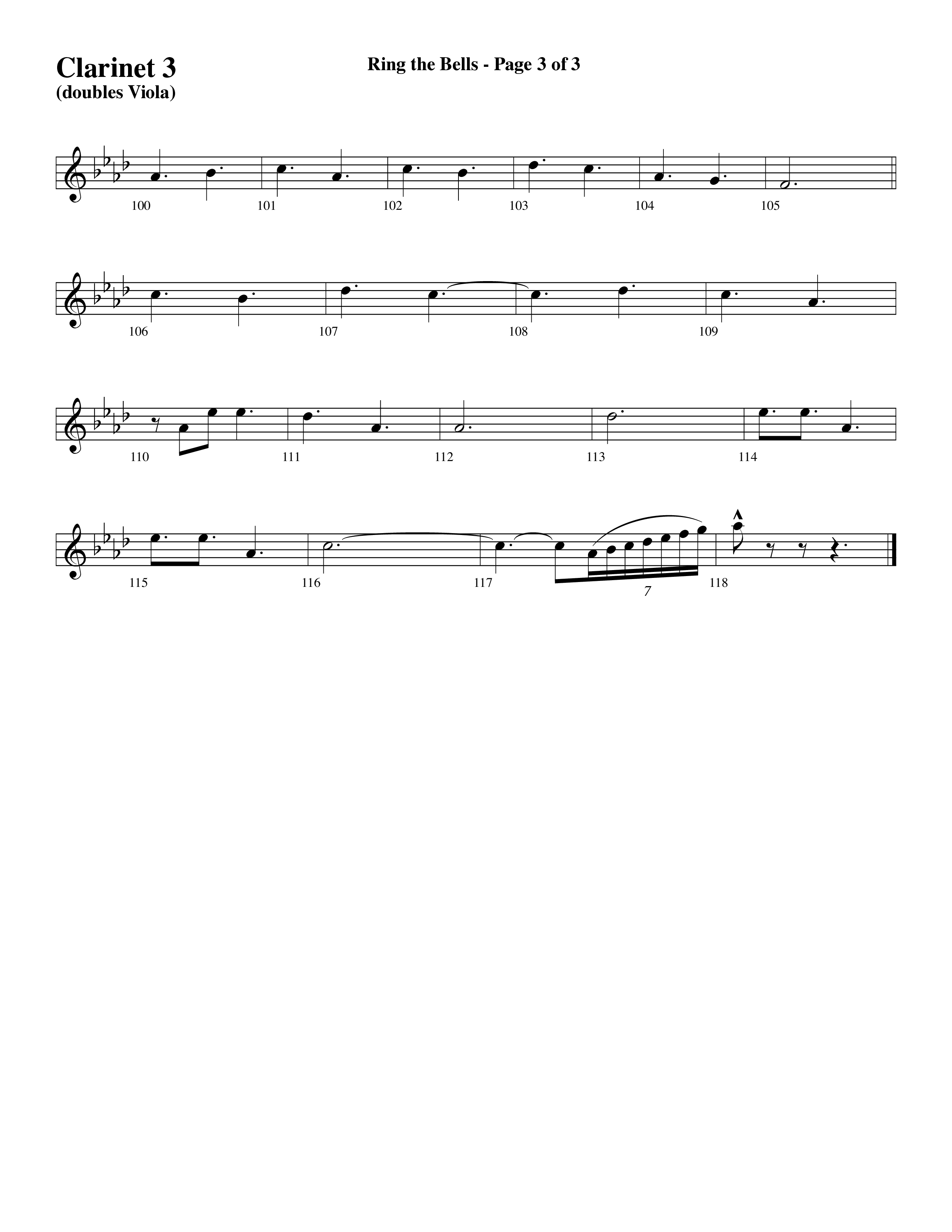 Ring The Bells (Choral Anthem) Clarinet 3 (Word Music Choral / Arr. Gary Rhodes / Orch. Tim Cates)