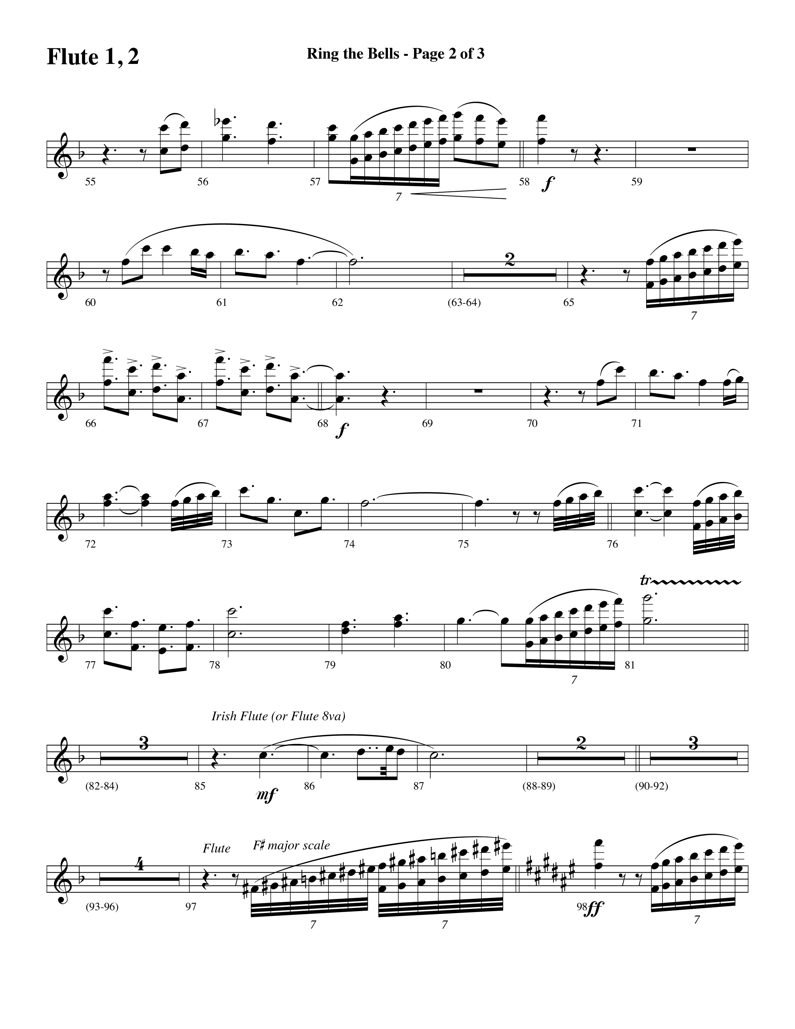 Ring The Bells (Choral Anthem) Flute 1/2 (Word Music Choral / Arr. Gary Rhodes / Orch. Tim Cates)