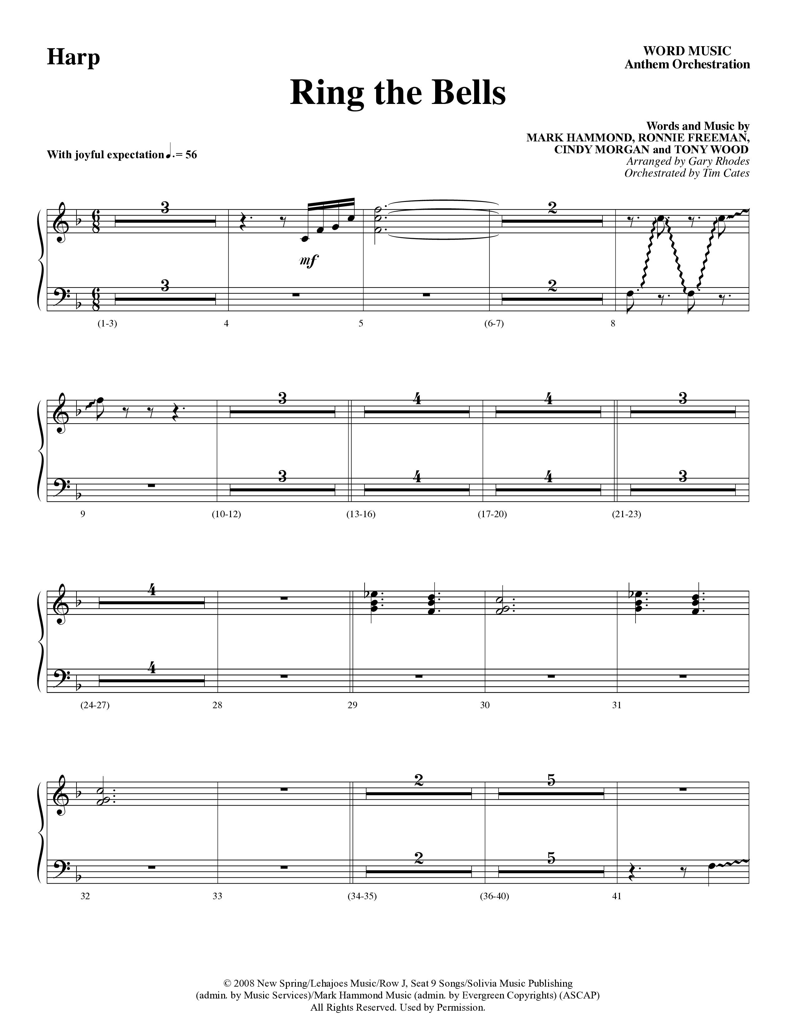 Ring The Bells (Choral Anthem) Harp (Word Music Choral / Arr. Gary Rhodes / Orch. Tim Cates)