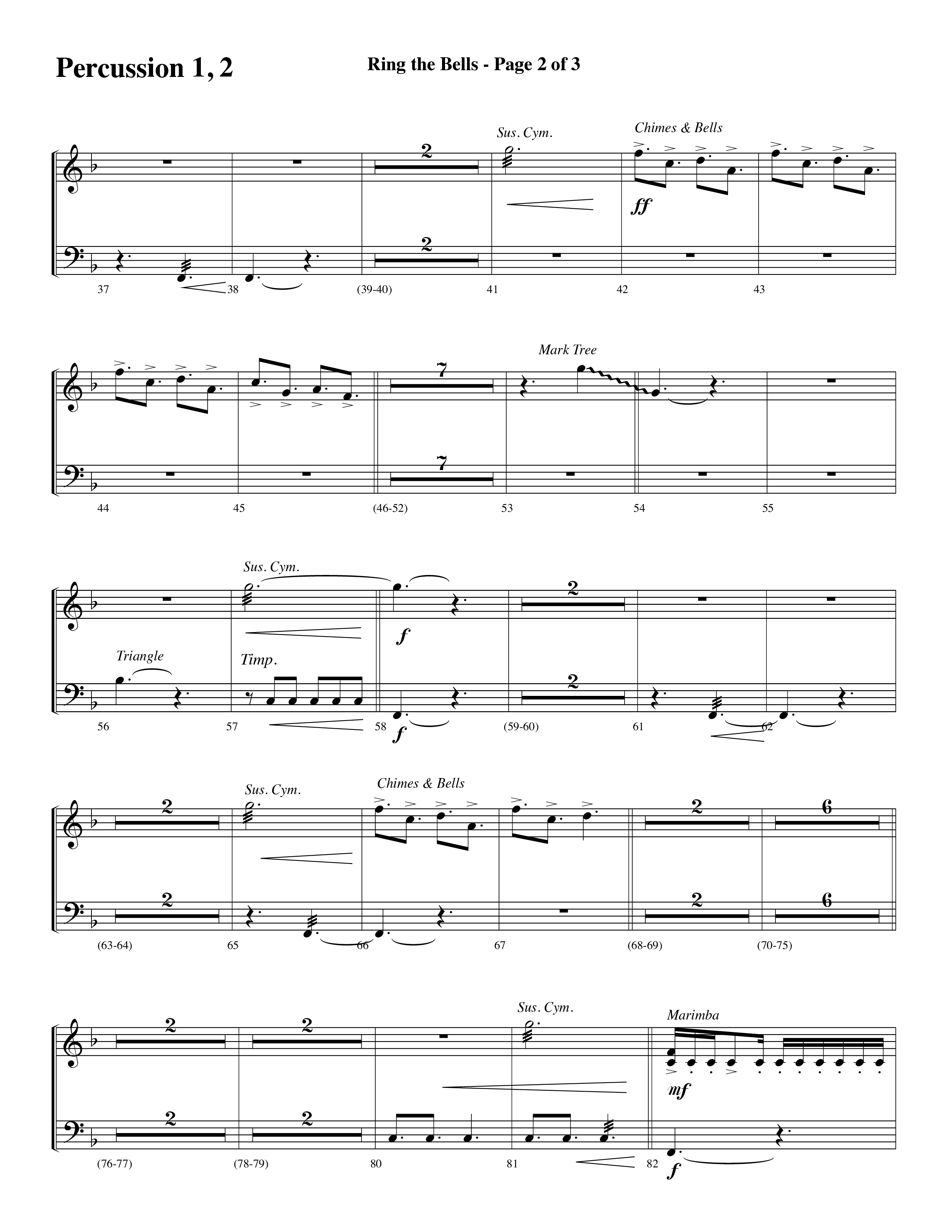 Ring The Bells (Choral Anthem) Percussion 1/2 (Word Music Choral / Arr. Gary Rhodes / Orch. Tim Cates)