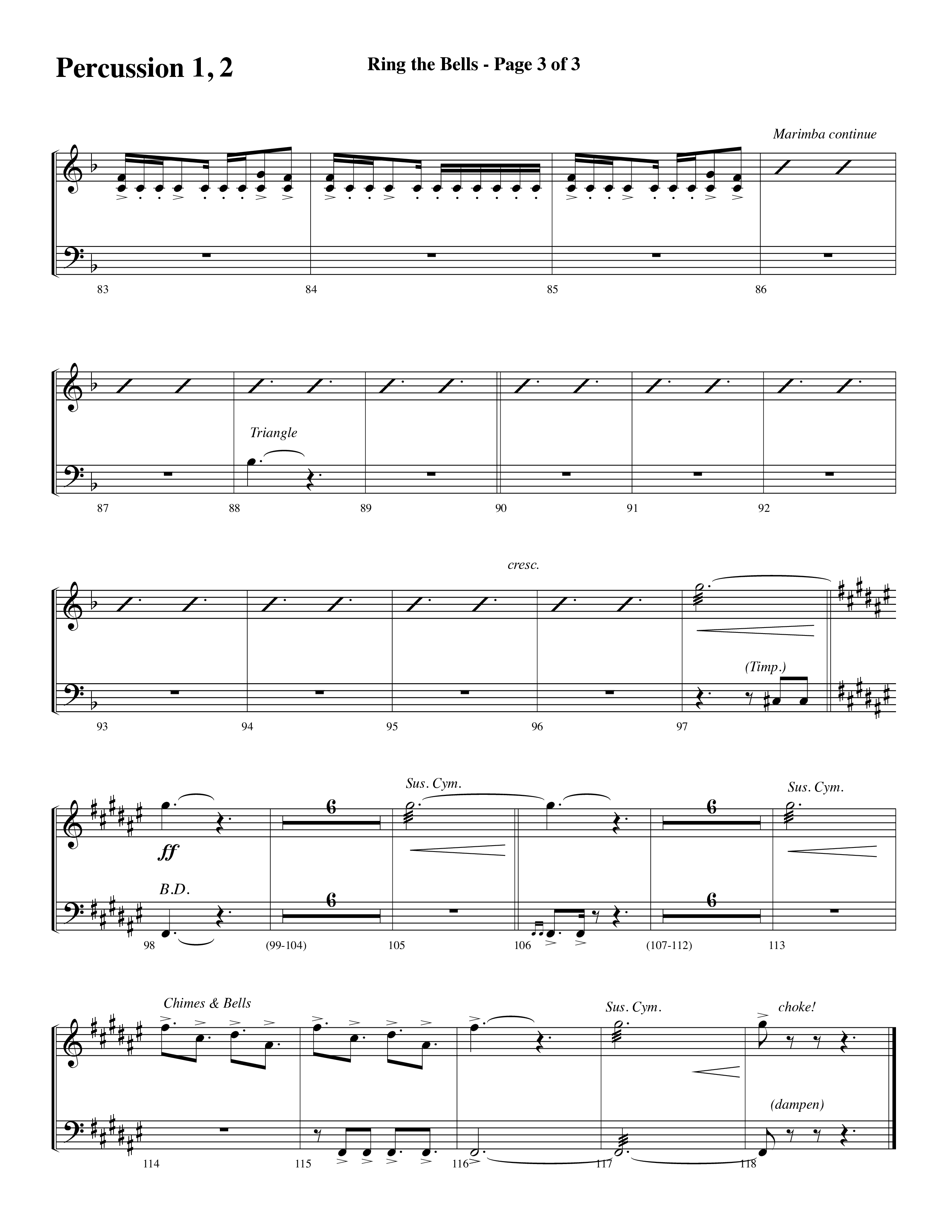 Ring The Bells (Choral Anthem) Percussion 1/2 (Word Music Choral / Arr. Gary Rhodes / Orch. Tim Cates)
