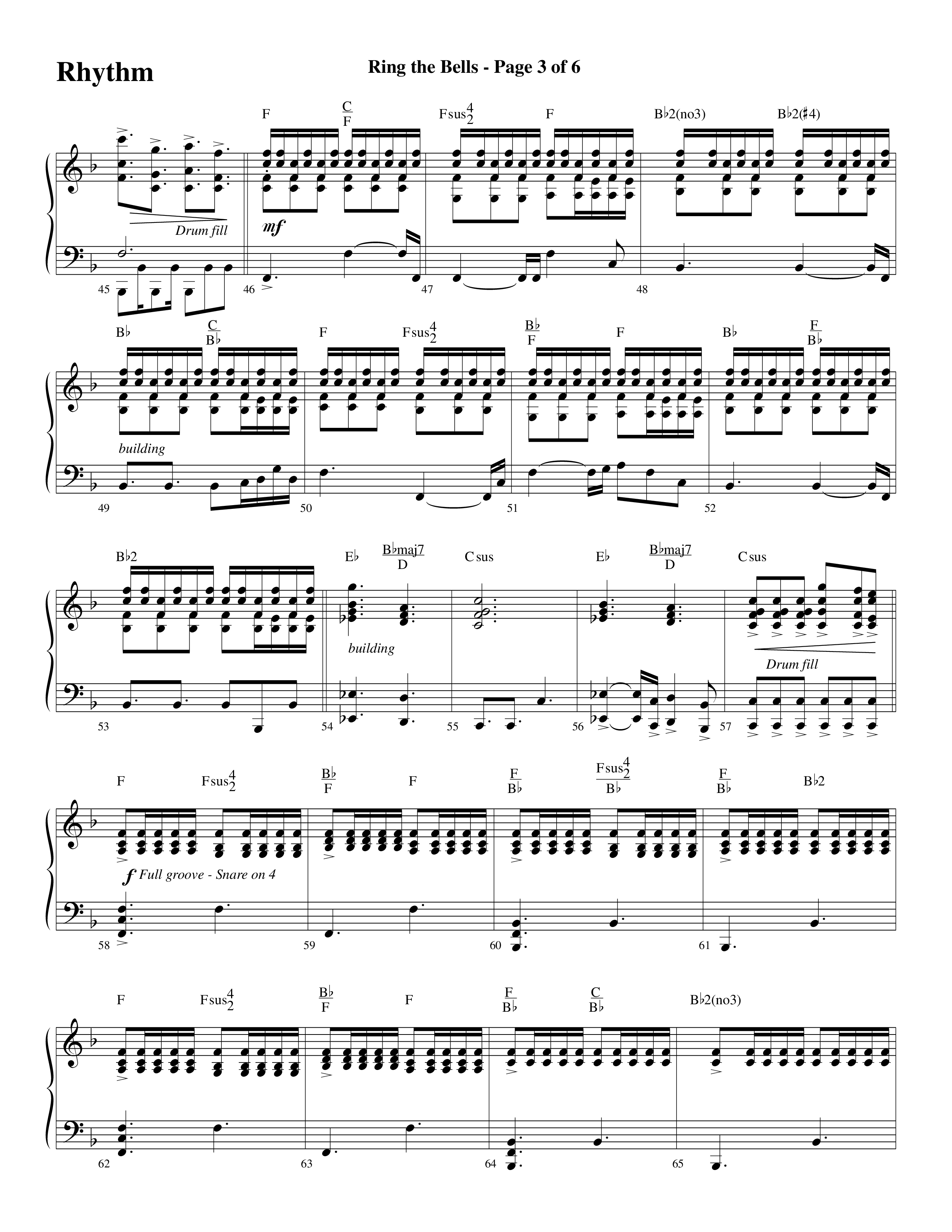 Ring The Bells (Choral Anthem) Rhythm Chart (Word Music Choral / Arr. Gary Rhodes / Orch. Tim Cates)