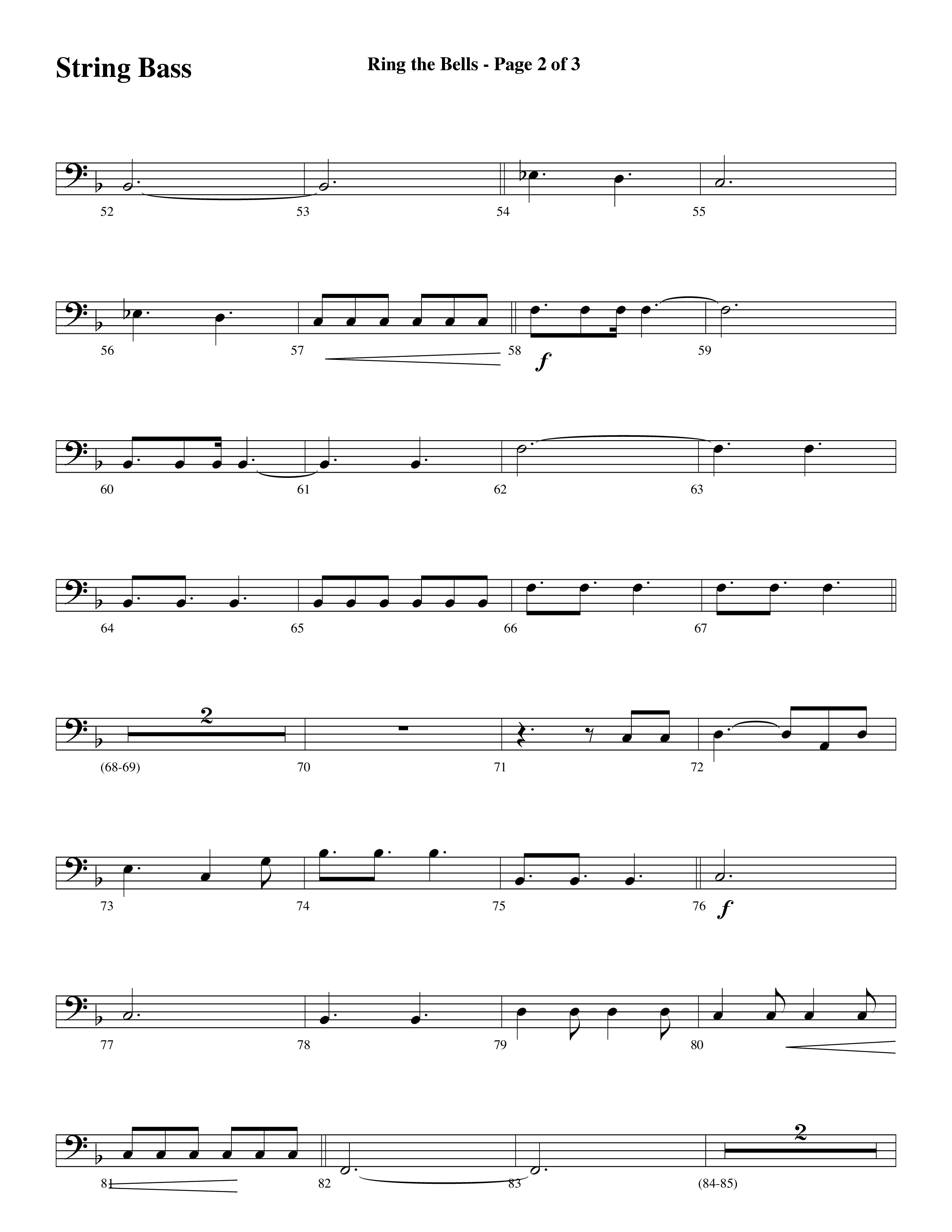 Ring The Bells (Choral Anthem) String Bass (Word Music Choral / Arr. Gary Rhodes / Orch. Tim Cates)