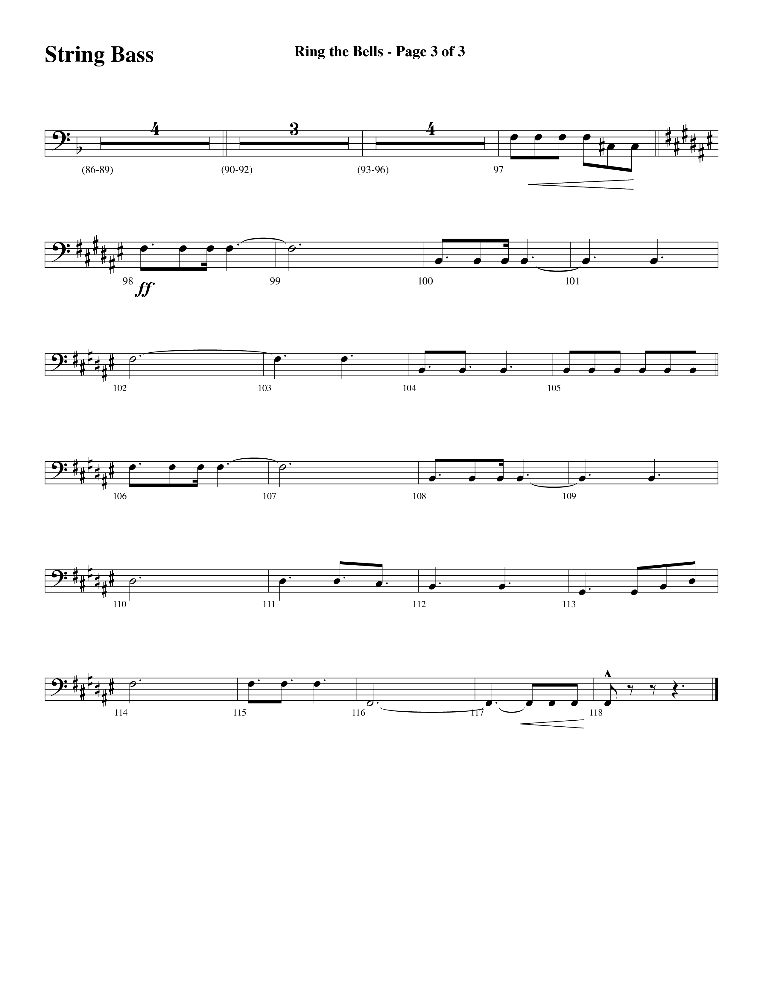 Ring The Bells (Choral Anthem) String Bass (Word Music Choral / Arr. Gary Rhodes / Orch. Tim Cates)