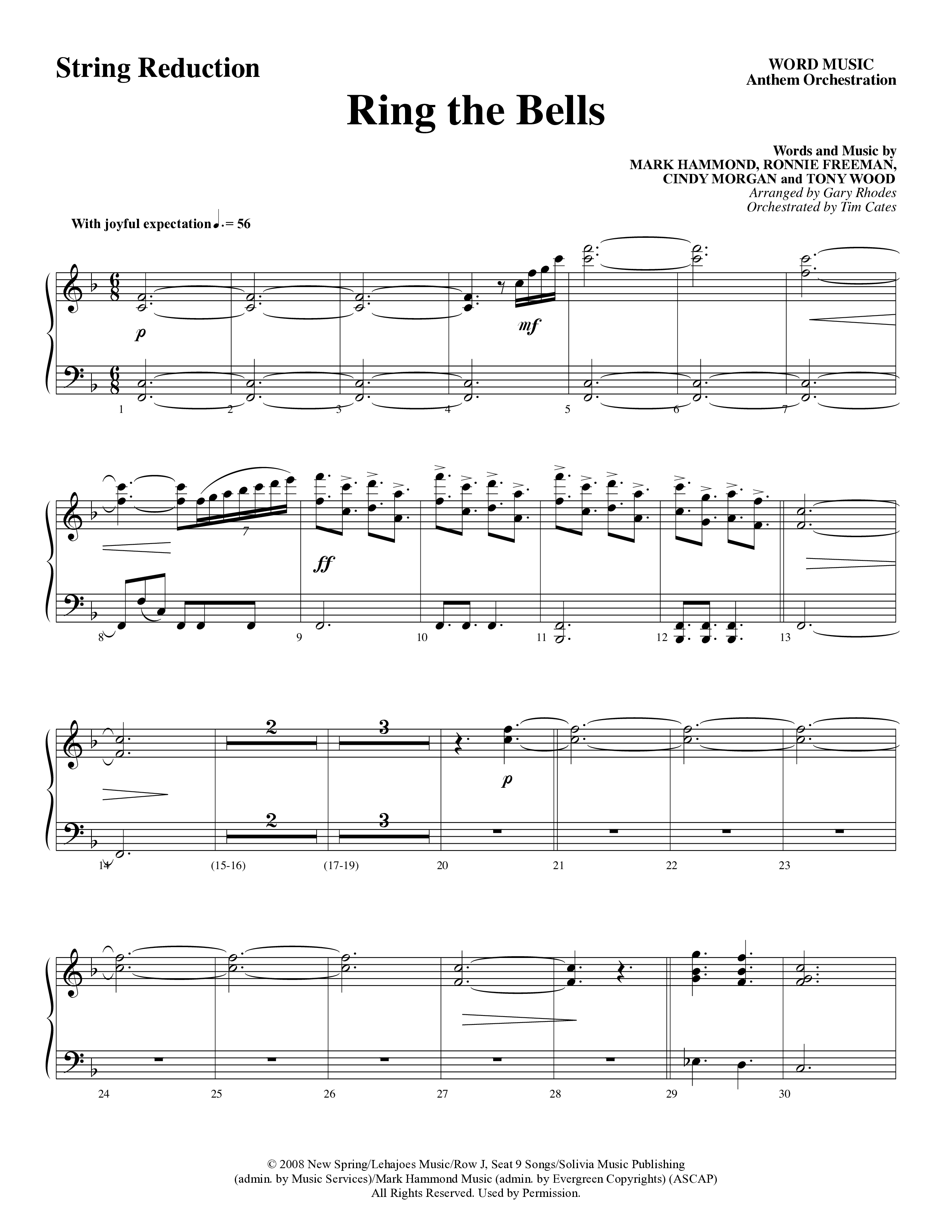 Ring The Bells (Choral Anthem) String Reduction (Word Music Choral / Arr. Gary Rhodes / Orch. Tim Cates)