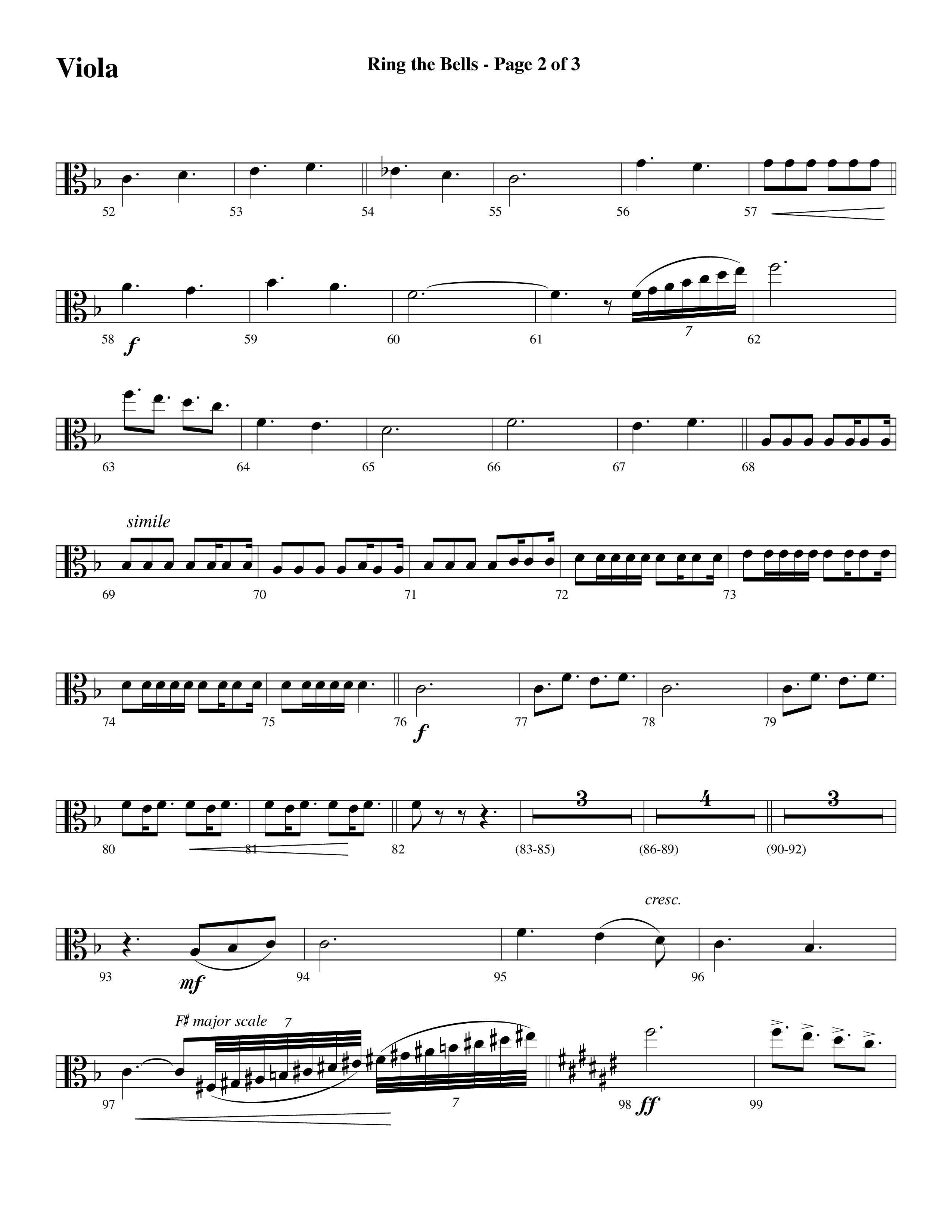 Ring The Bells (Choral Anthem) Viola (Word Music Choral / Arr. Gary Rhodes / Orch. Tim Cates)