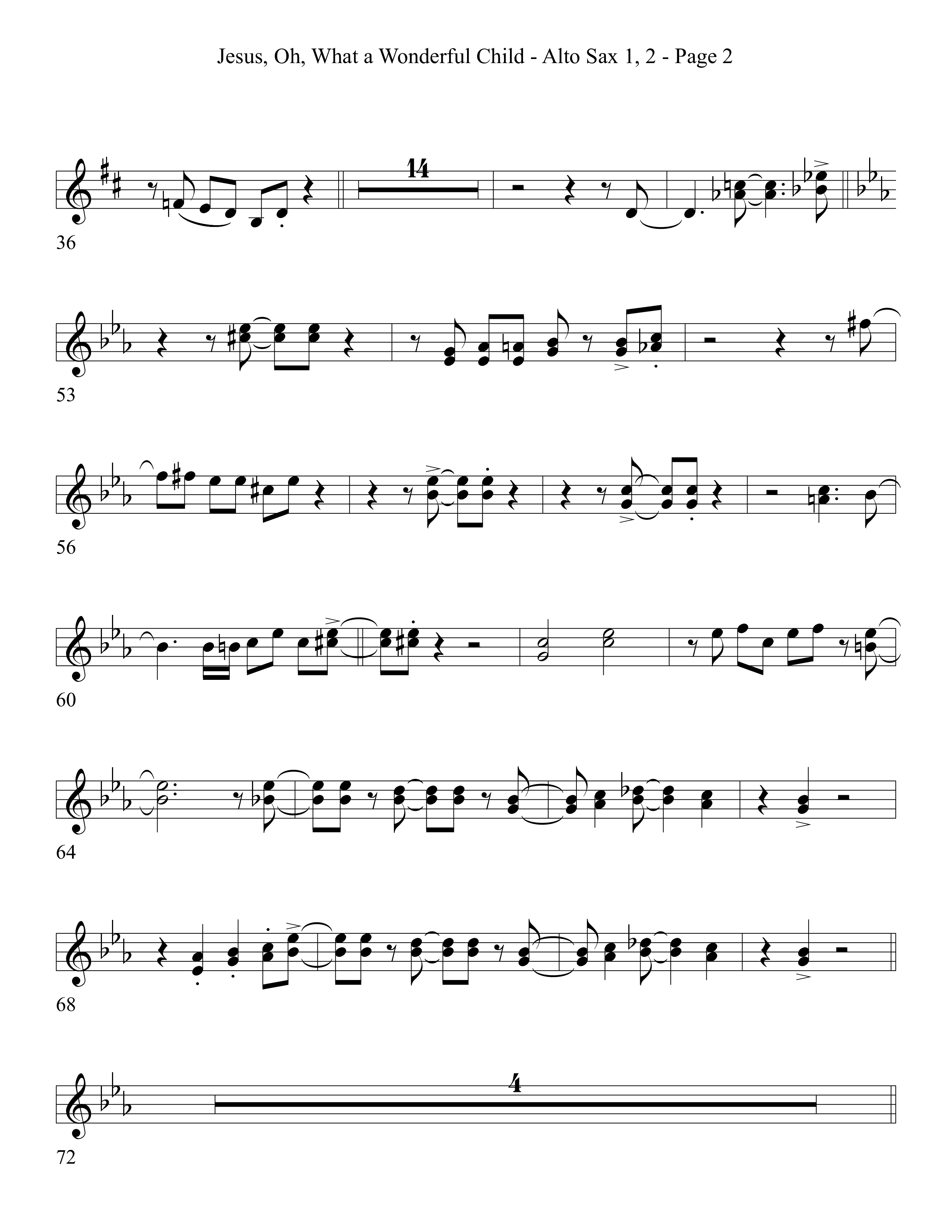Jesus Oh What A Wonderful Child (Choral Anthem SATB) Alto Sax 1/2 (Word Music Choral)