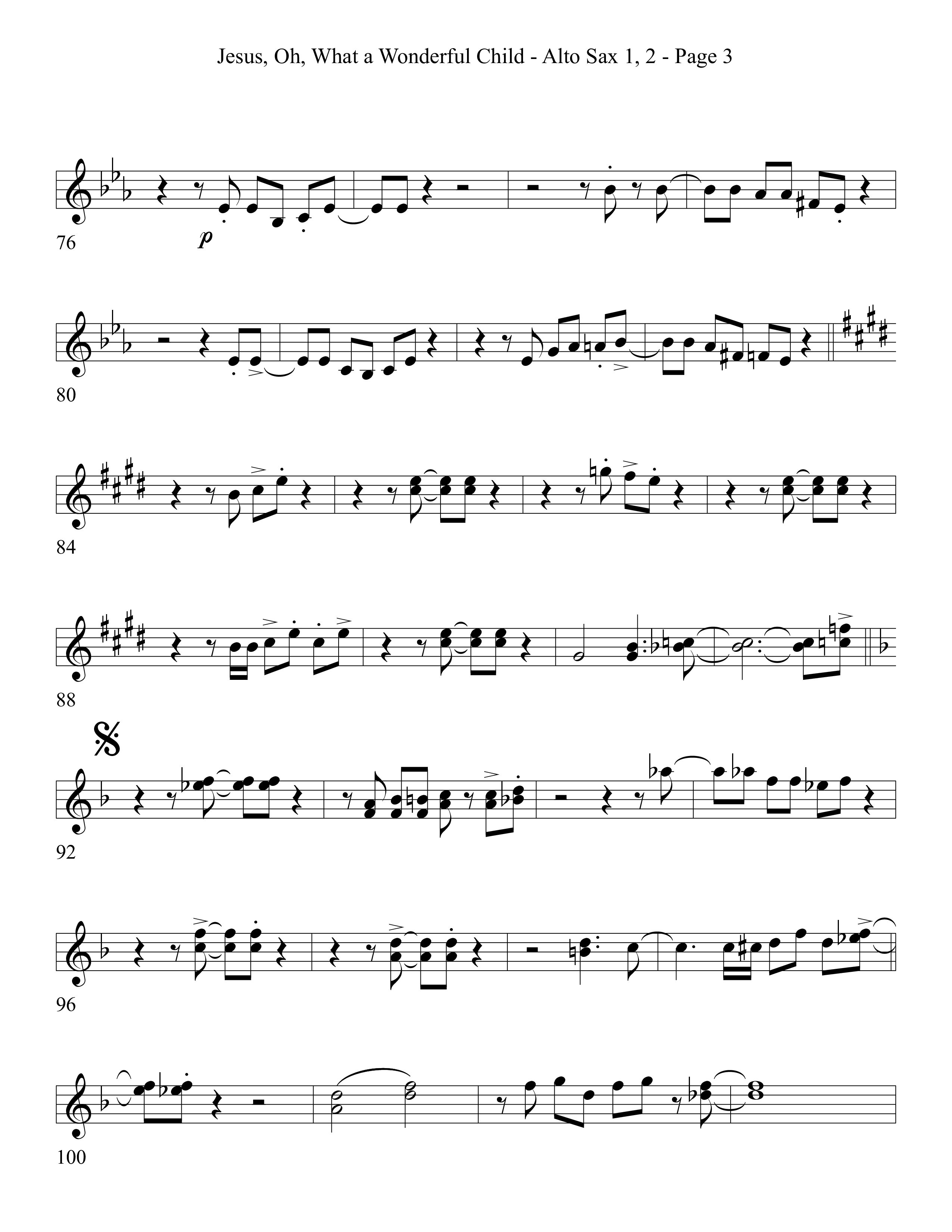 Jesus Oh What A Wonderful Child (Choral Anthem SATB) Alto Sax 1/2 (Word Music Choral)