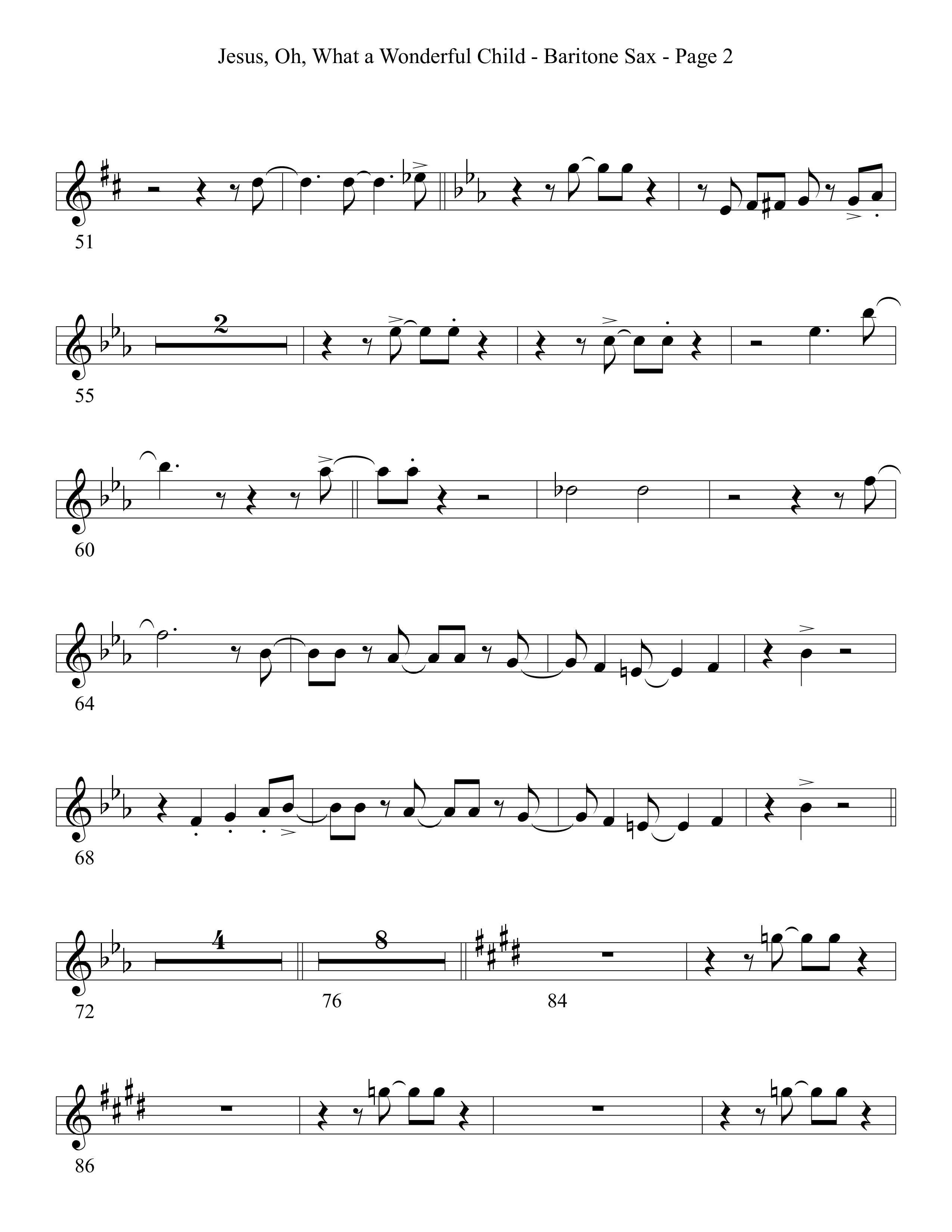 Jesus Oh What A Wonderful Child (Choral Anthem SATB) Bari Sax (Word Music Choral)