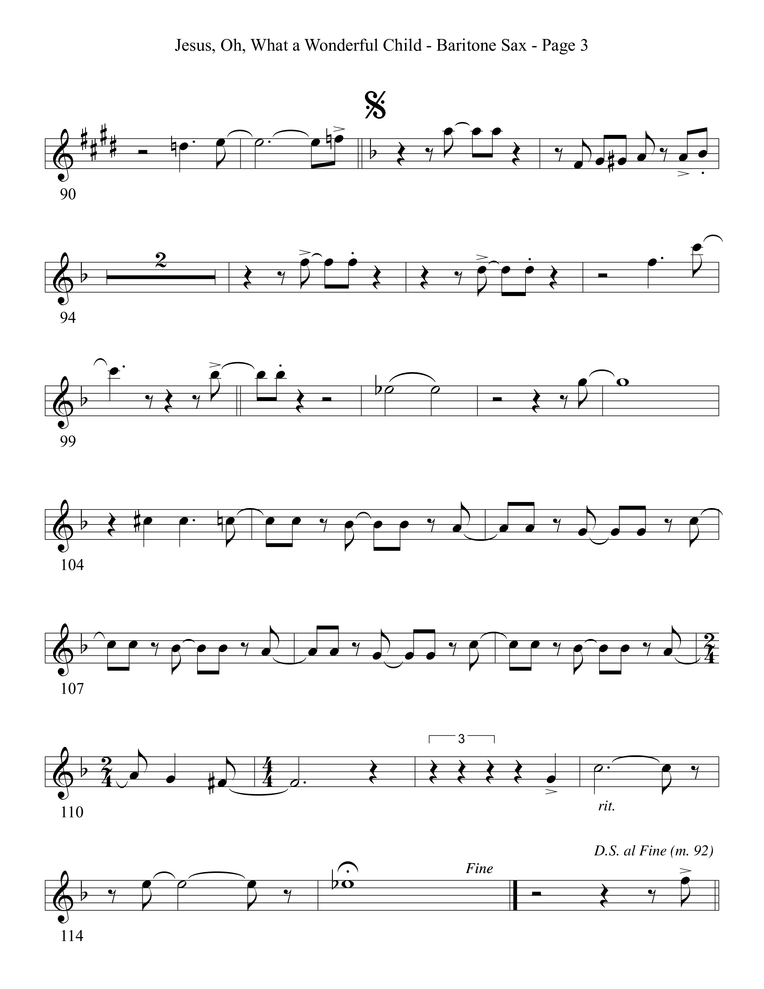 Jesus Oh What A Wonderful Child (Choral Anthem SATB) Bari Sax (Word Music Choral)