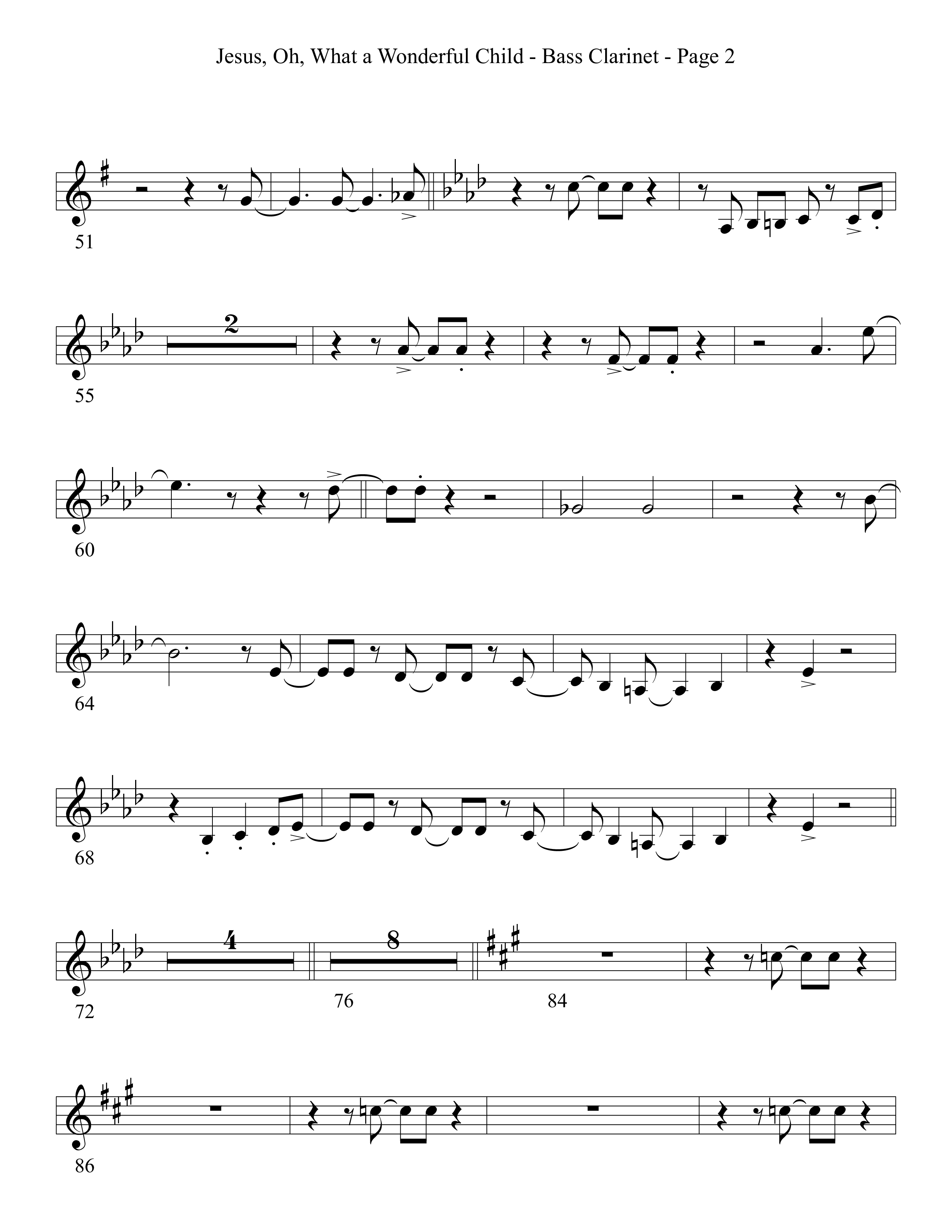Jesus Oh What A Wonderful Child (Choral Anthem SATB) Bass Clarinet (Word Music Choral)