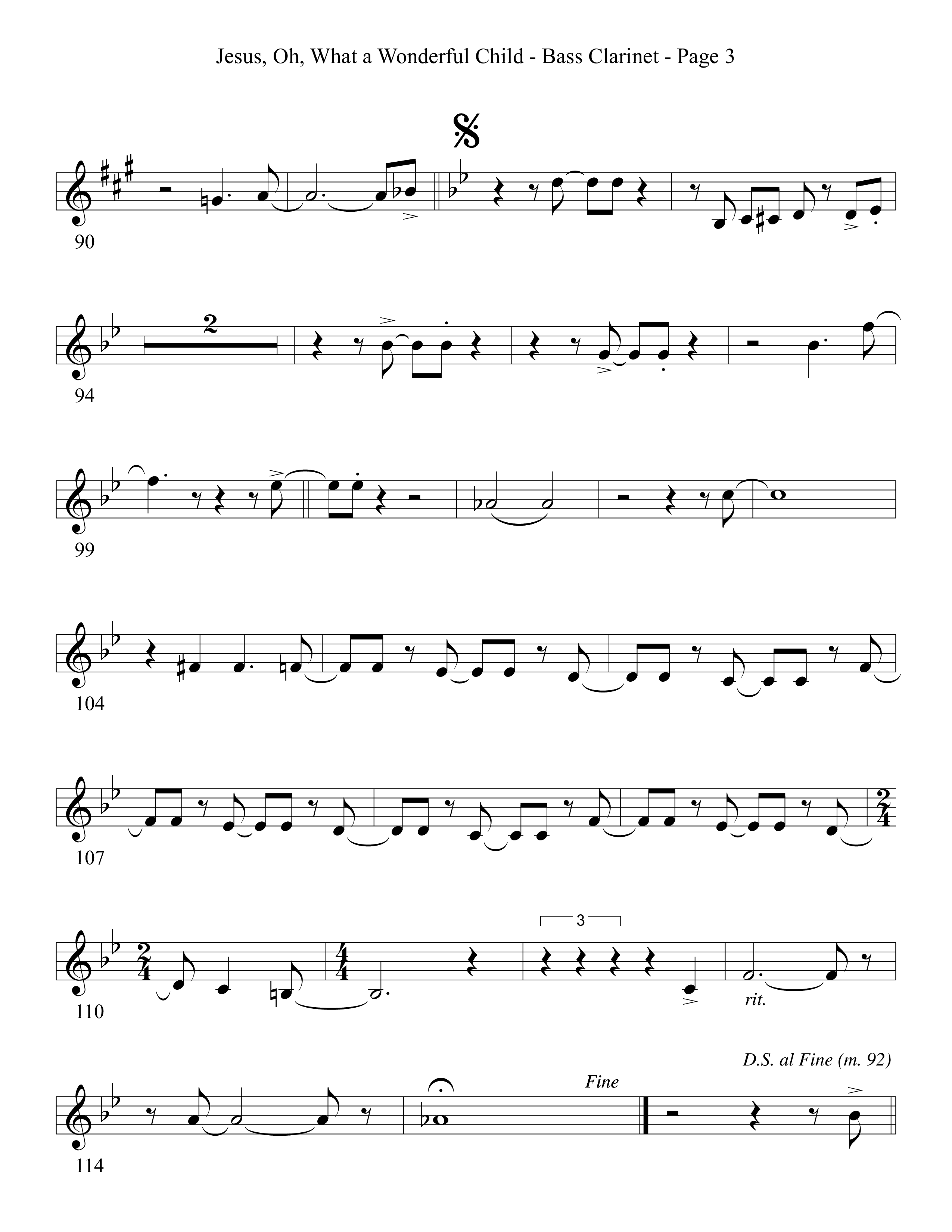 Jesus Oh What A Wonderful Child (Choral Anthem SATB) Bass Clarinet (Word Music Choral)