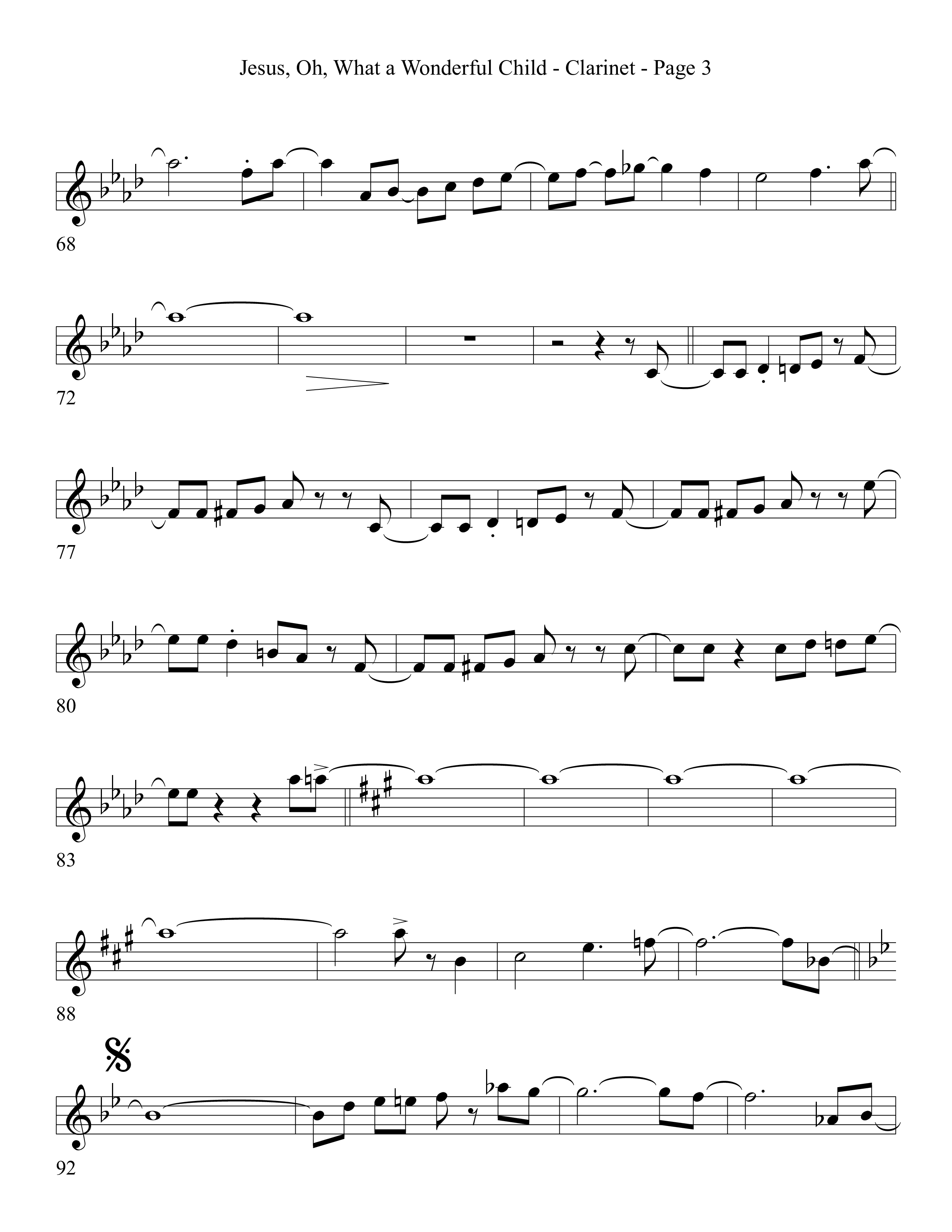 Jesus Oh What A Wonderful Child (Choral Anthem SATB) Clarinet (Word Music Choral)