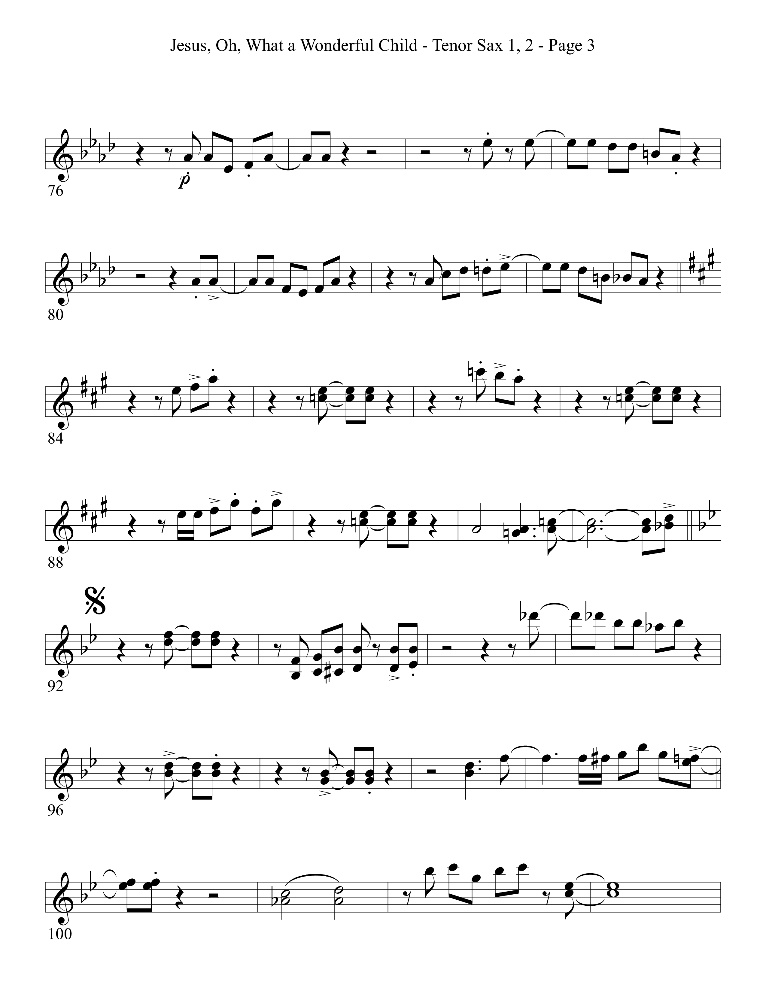 Jesus Oh What A Wonderful Child (Choral Anthem SATB) Tenor Sax/Baritone T.C. (Word Music Choral)