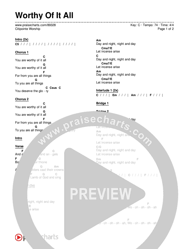 Worthy Of It All Chords & Lyrics (Citipointe Worship)