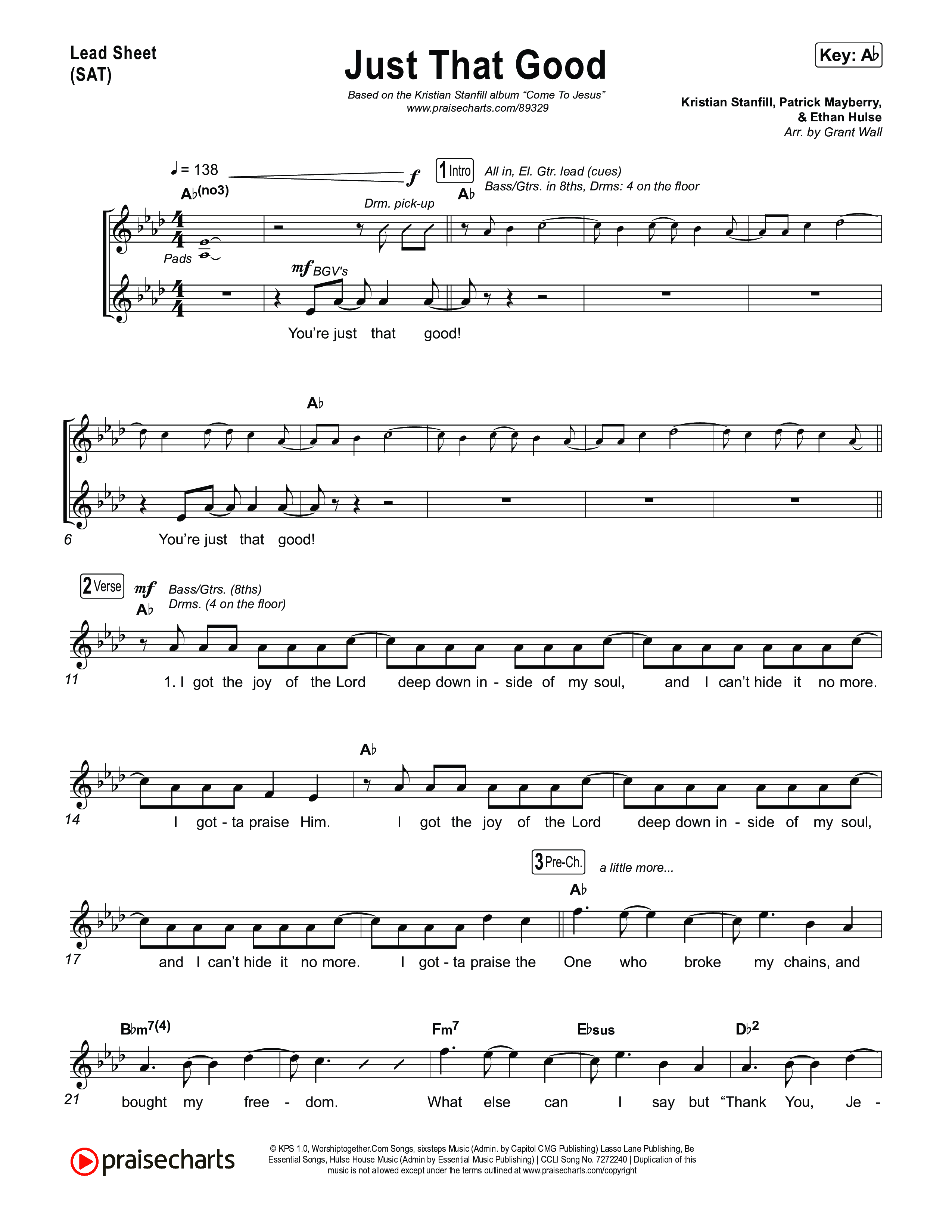 Just That Good Lead Sheet (SAT) (Kristian Stanfill)