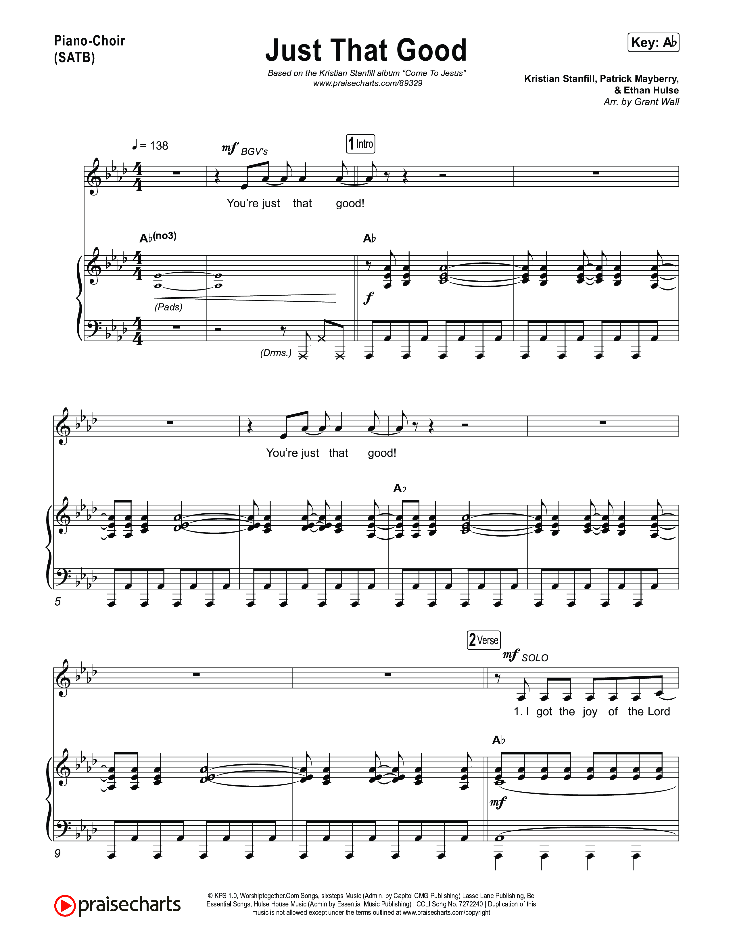 Just That Good Piano/Vocal Pack (Kristian Stanfill)