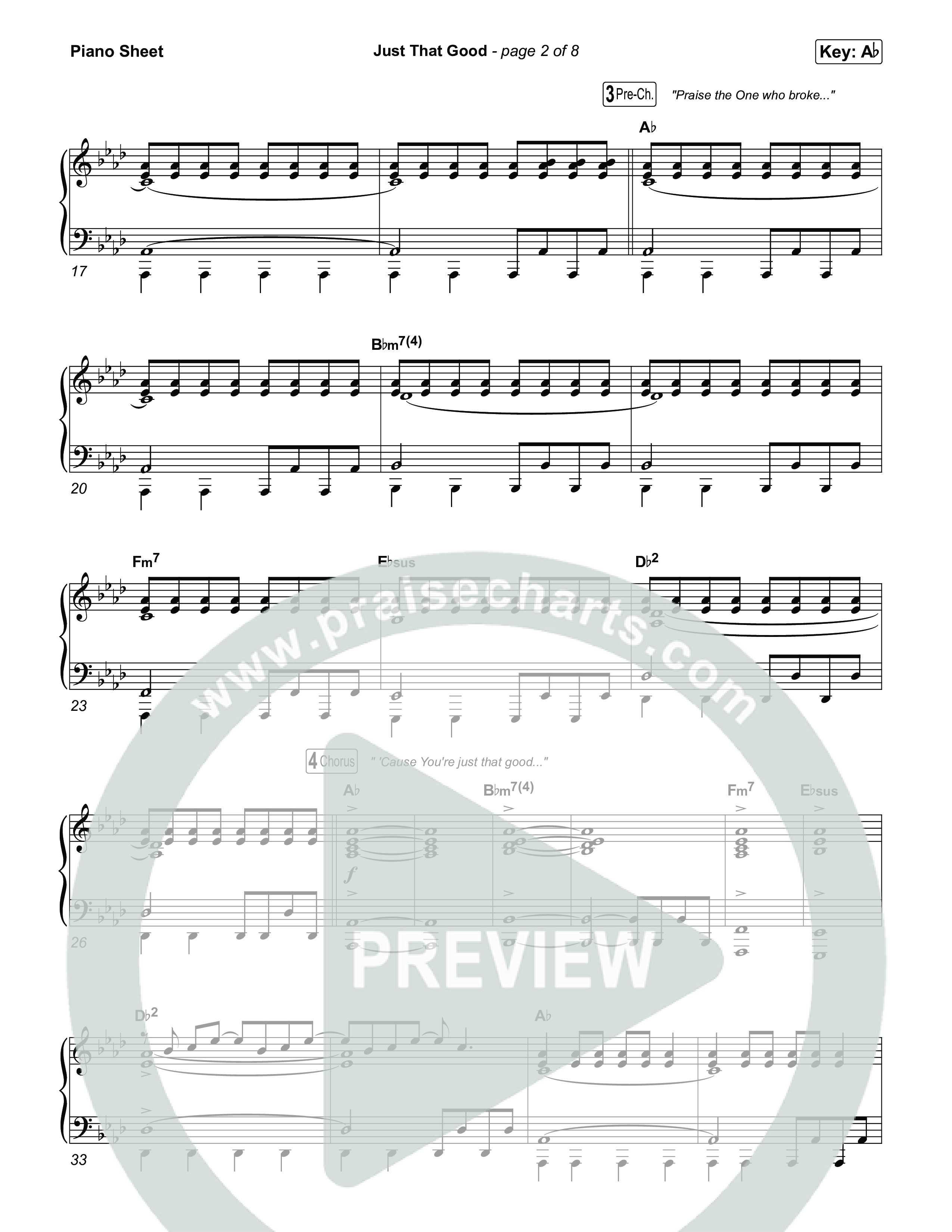 Just That Good Piano Sheet (Kristian Stanfill)