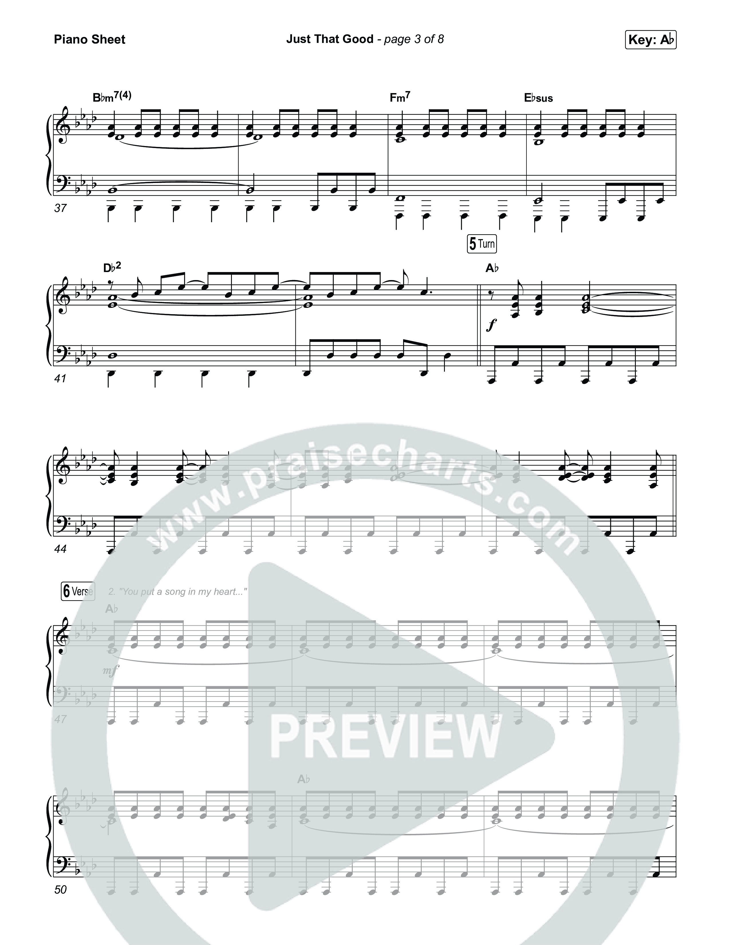 Just That Good Piano Sheet (Kristian Stanfill)