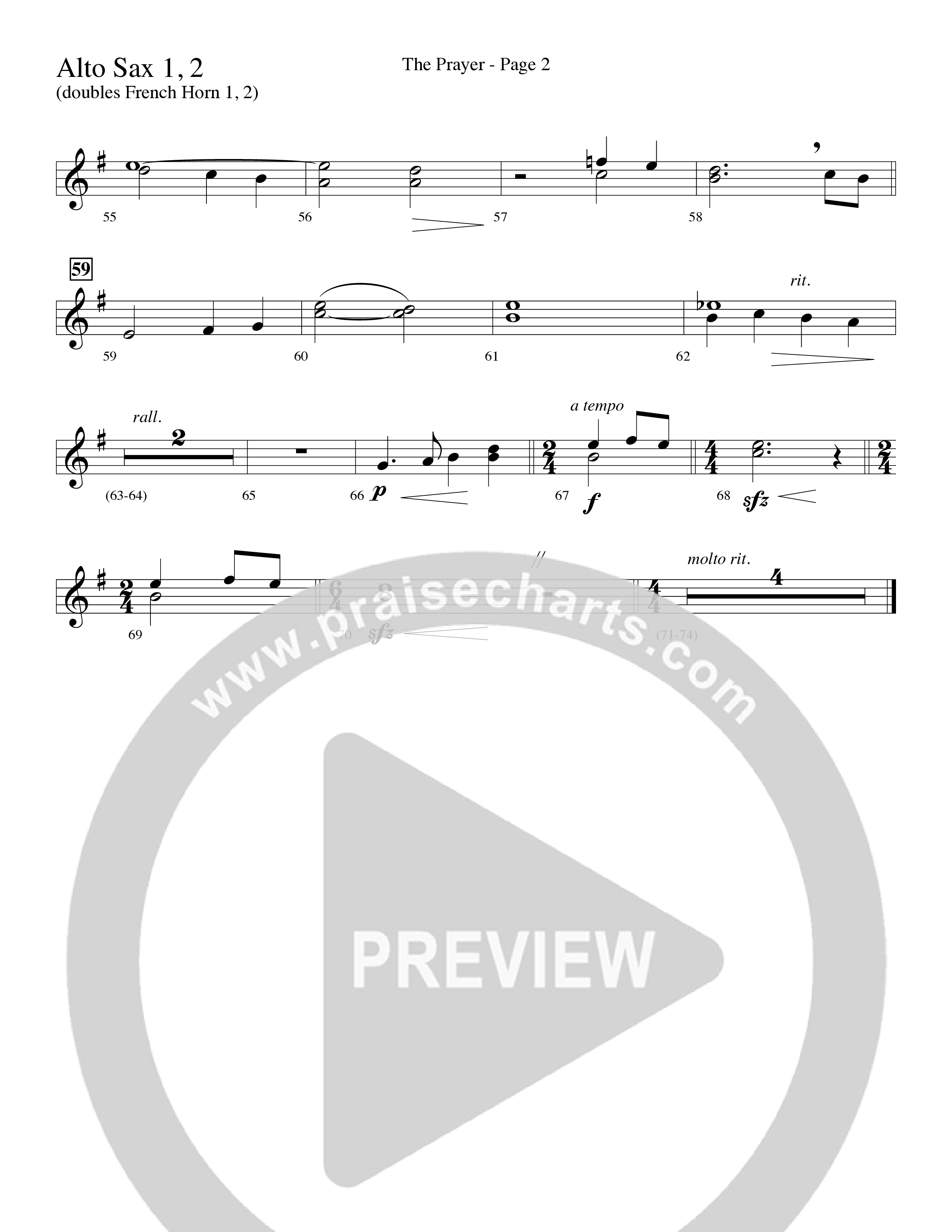 The Prayer (Choral Anthem SATB) Alto Sax (Word Music Choral / Arr. Lari Goss)