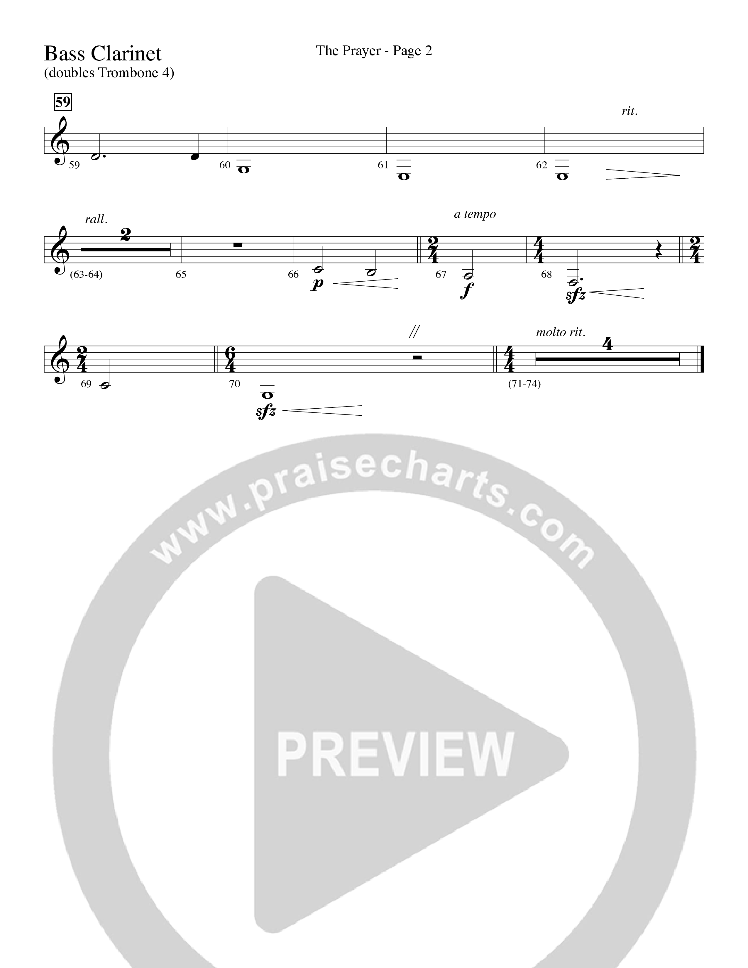 The Prayer (Choral Anthem SATB) Bass Clarinet (Word Music Choral / Arr. Lari Goss)