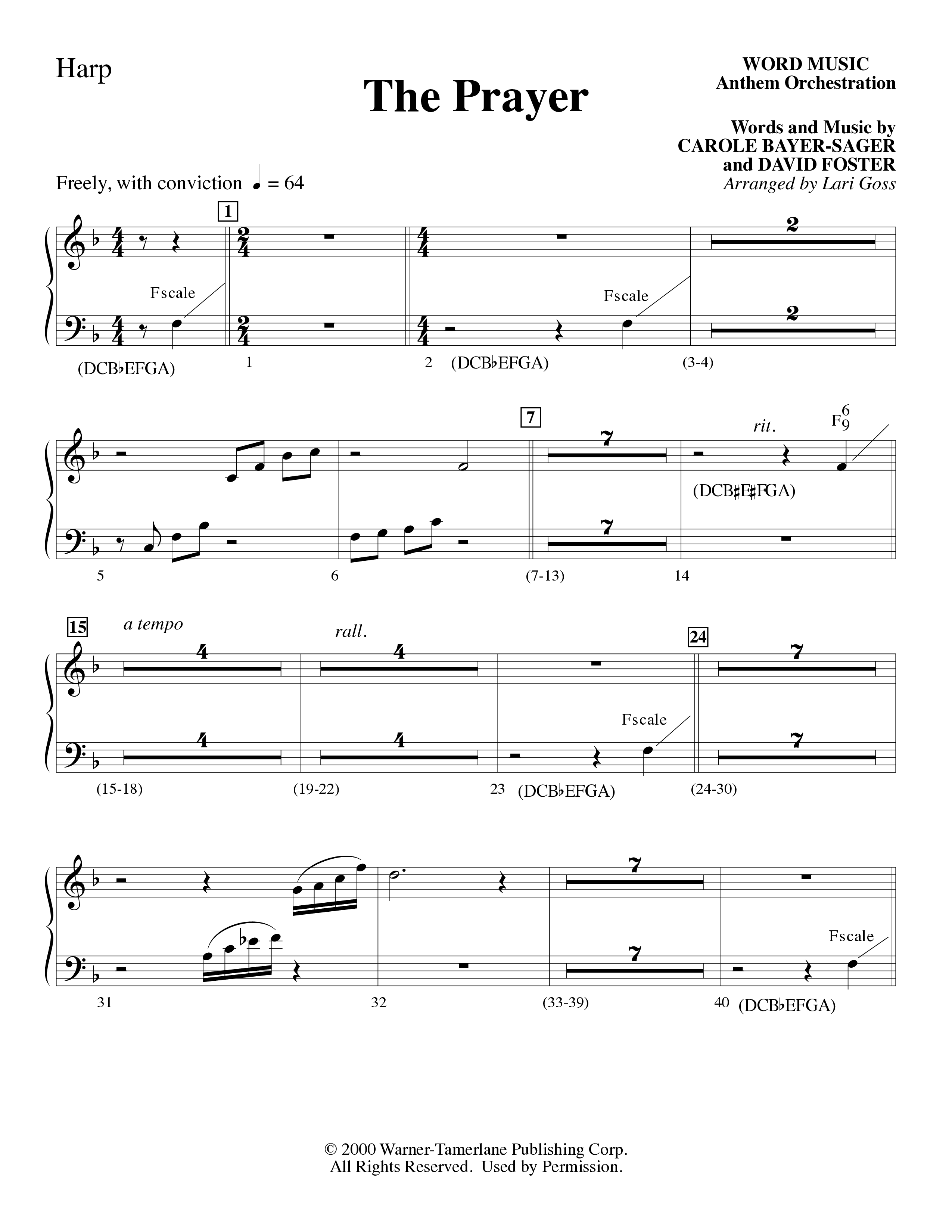 The Prayer (Choral Anthem SATB) Harp (Word Music Choral / Arr. Lari Goss)