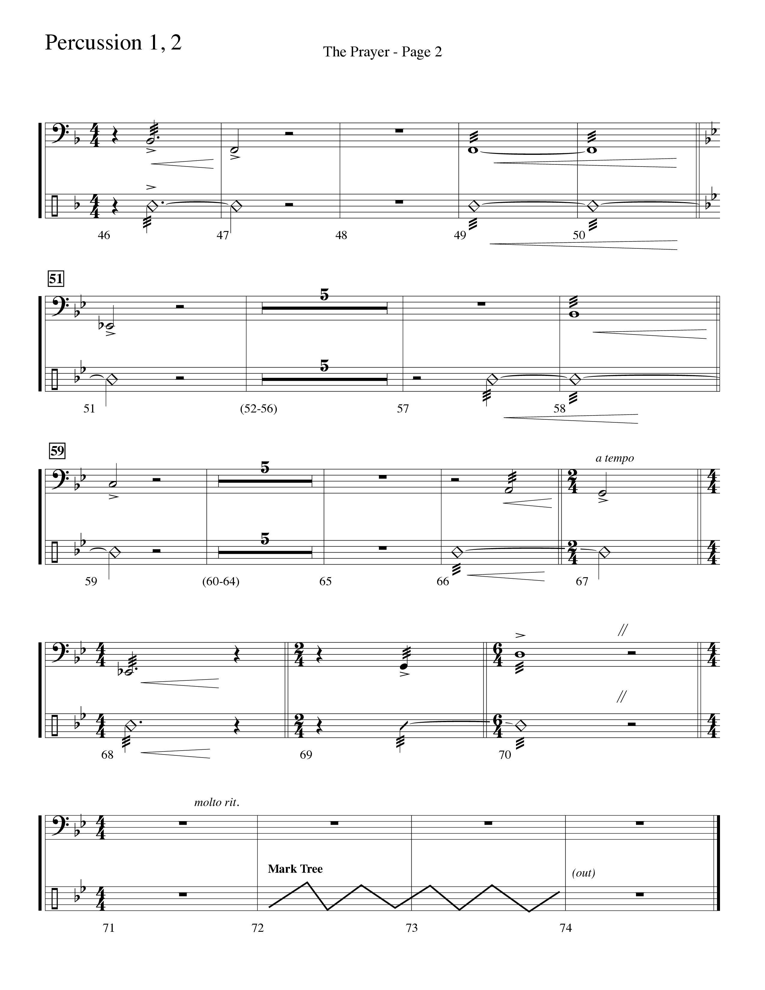 The Prayer (Choral Anthem SATB) Percussion 1/2 (Word Music Choral / Arr. Lari Goss)
