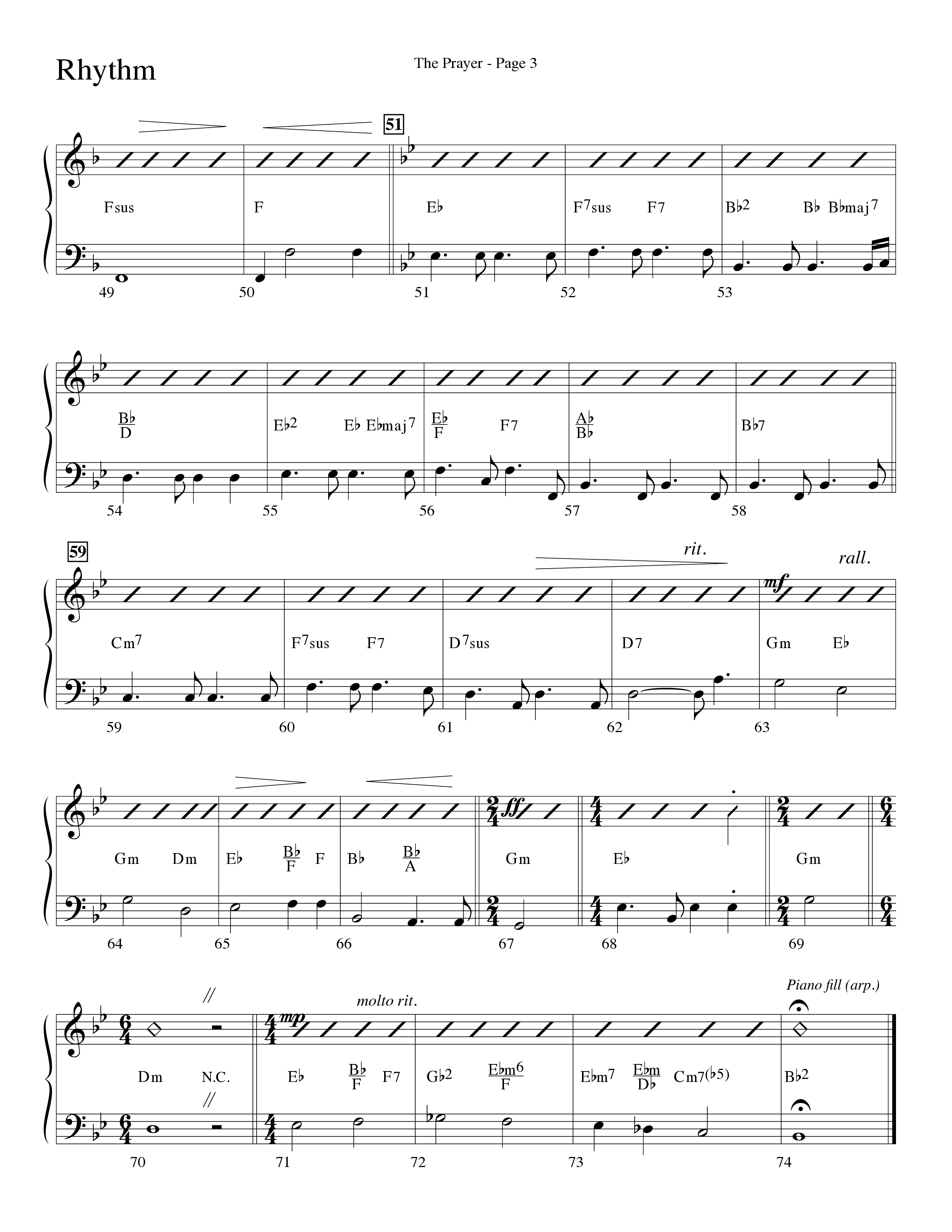 The Prayer (Choral Anthem SATB) Rhythm Chart (Word Music Choral / Arr. Lari Goss)