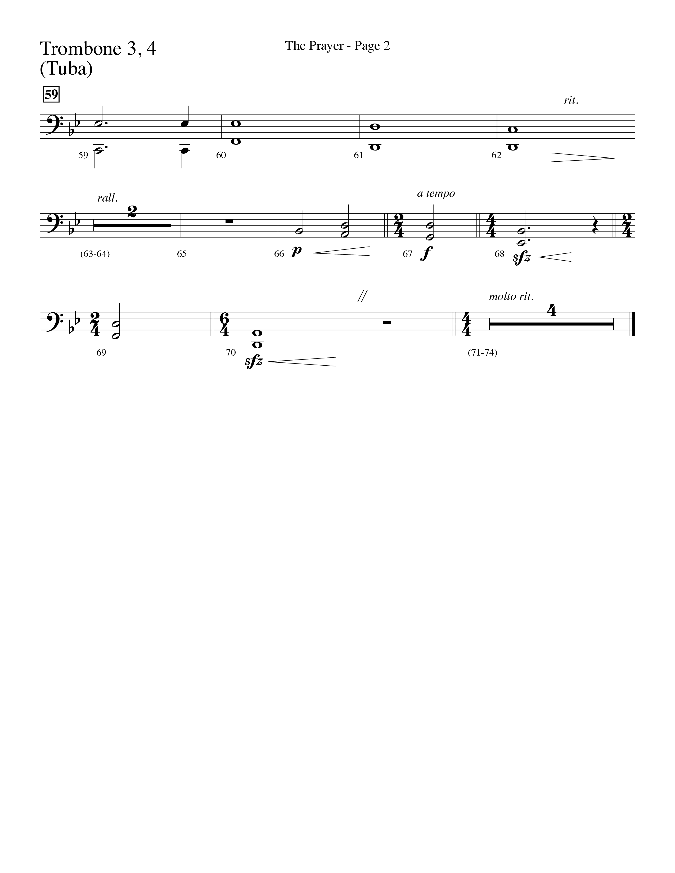 The Prayer (Choral Anthem SATB) Trombone 3/4 (Word Music Choral / Arr. Lari Goss)