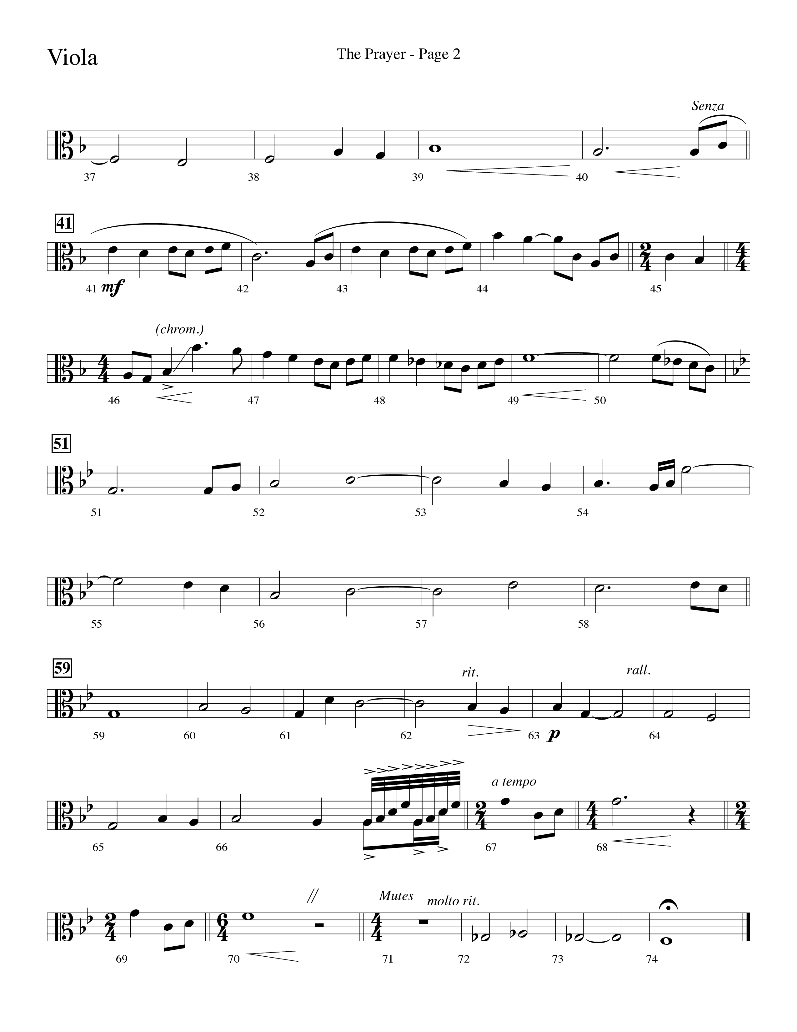 The Prayer (Choral Anthem SATB) Viola (Word Music Choral / Arr. Lari Goss)