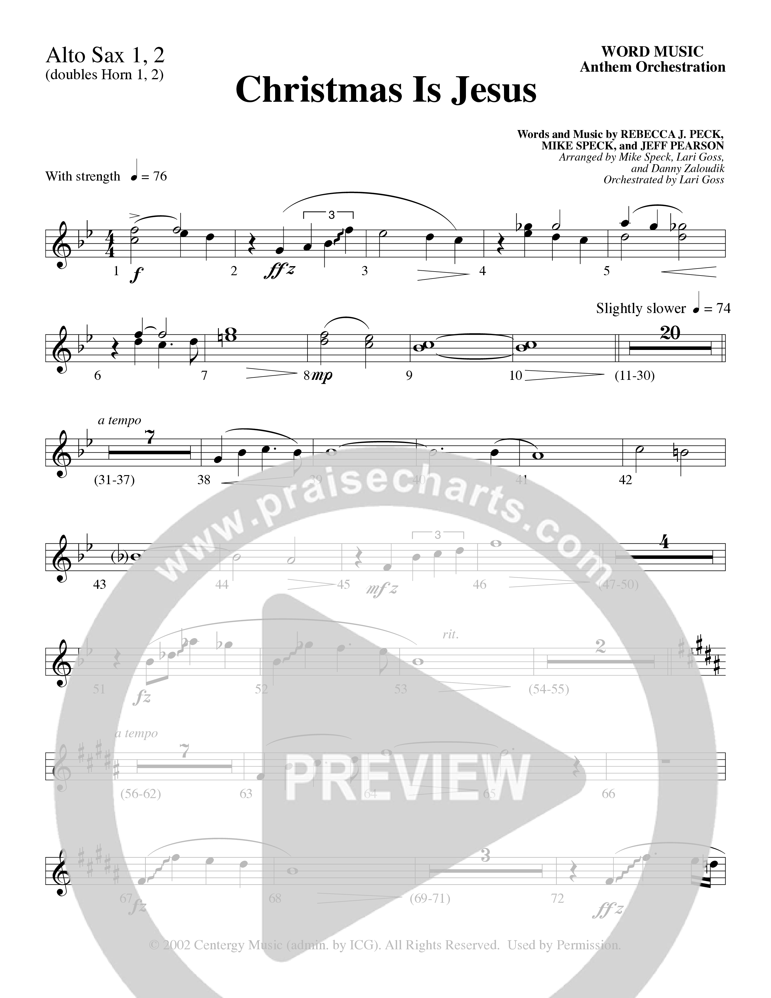 Christmas Is Jesus (Choral Anthem SATB) Alto Sax 1/2 (Word Music Choral)