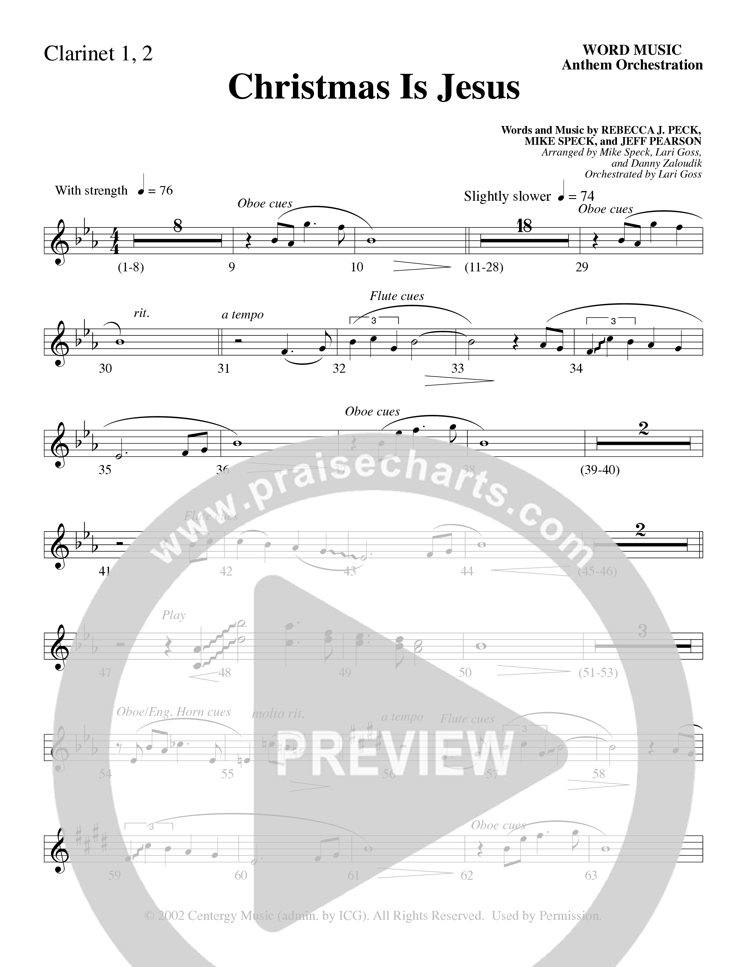 Christmas Is Jesus (Choral Anthem SATB) Clarinet 1/2 (Word Music Choral)